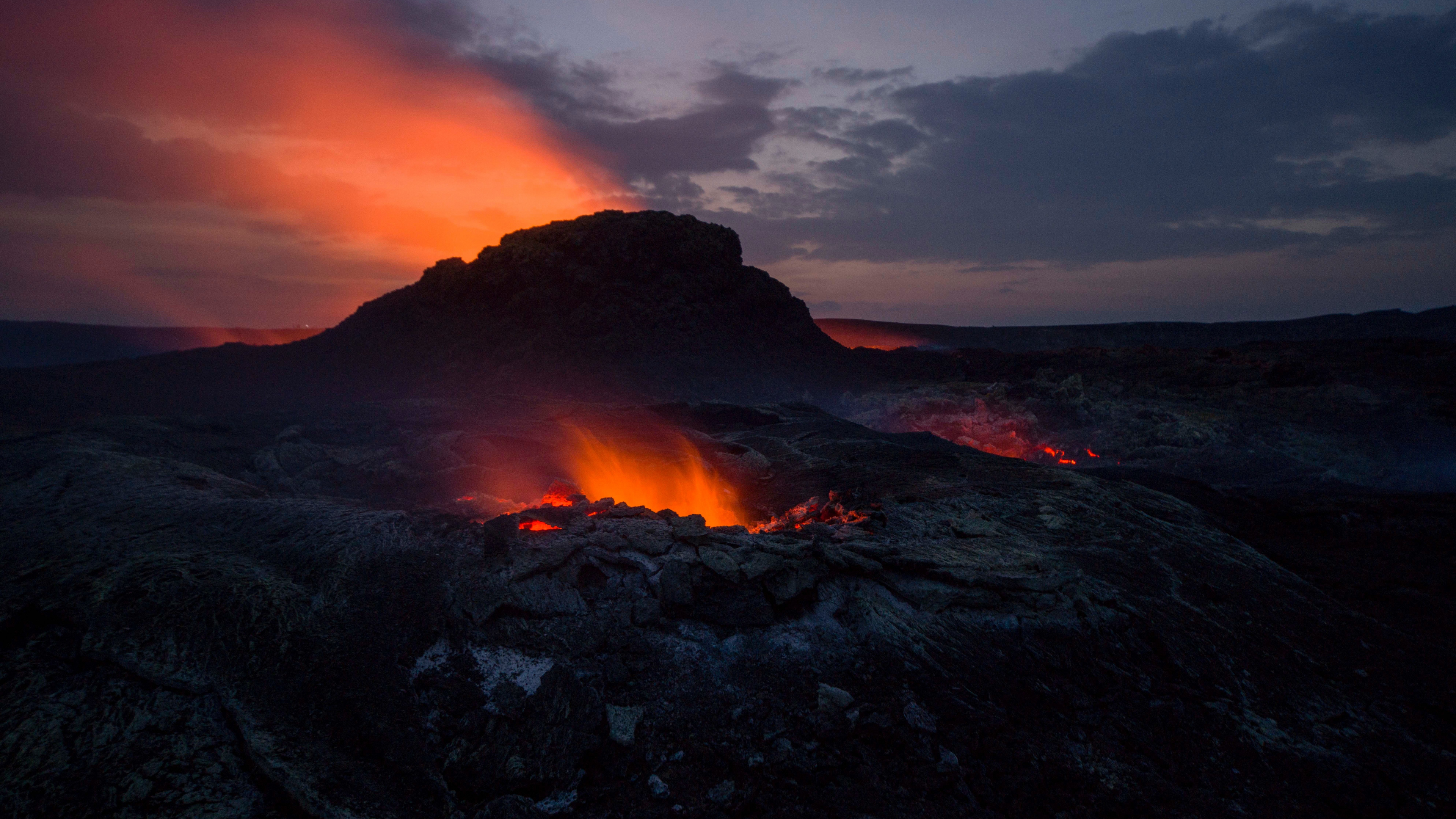 Lava volcano, Dark fire, 4K wallpaper, Intense HD image, 3840x2160 4K Desktop