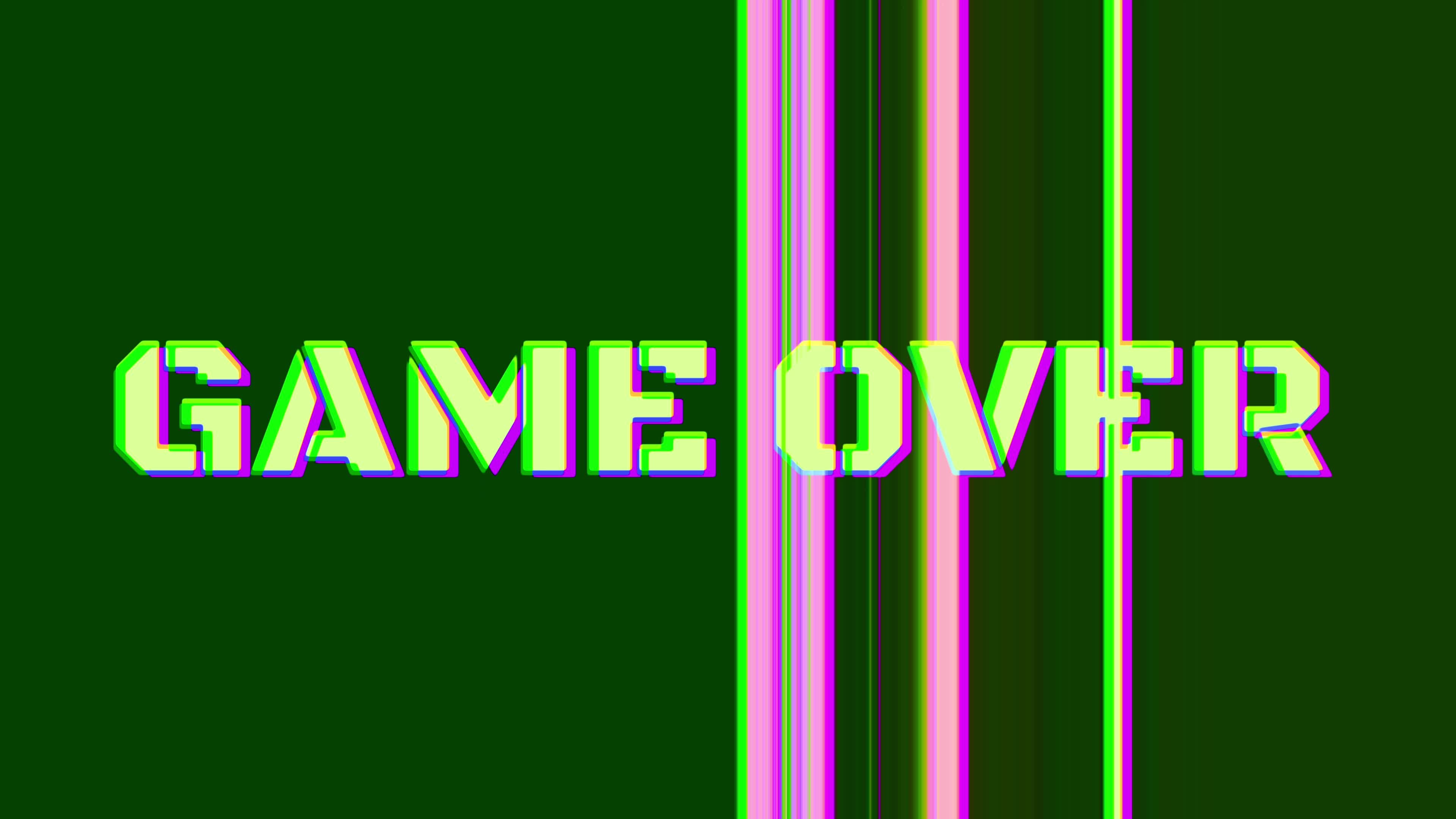 Game Over, Glitch background, Outro screen, Stock video, 3840x2160 4K Desktop