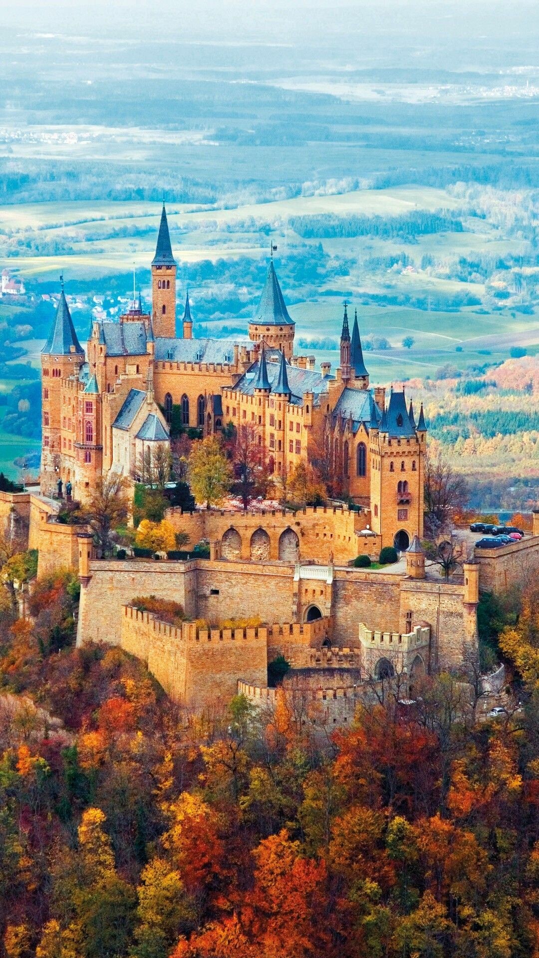 Germany: Hohenzollern Castle, located atop Mount Hohenzollern, above and south of Hechingen. 1080x1920 Full HD Wallpaper.