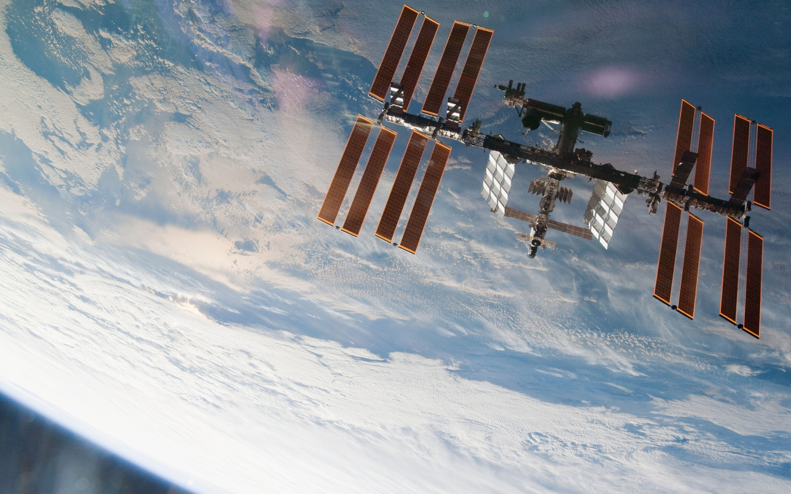 Space Station: A habitable artificial satellite, ISS, Low Earth orbit, Cosmos. 2560x1600 HD Wallpaper.