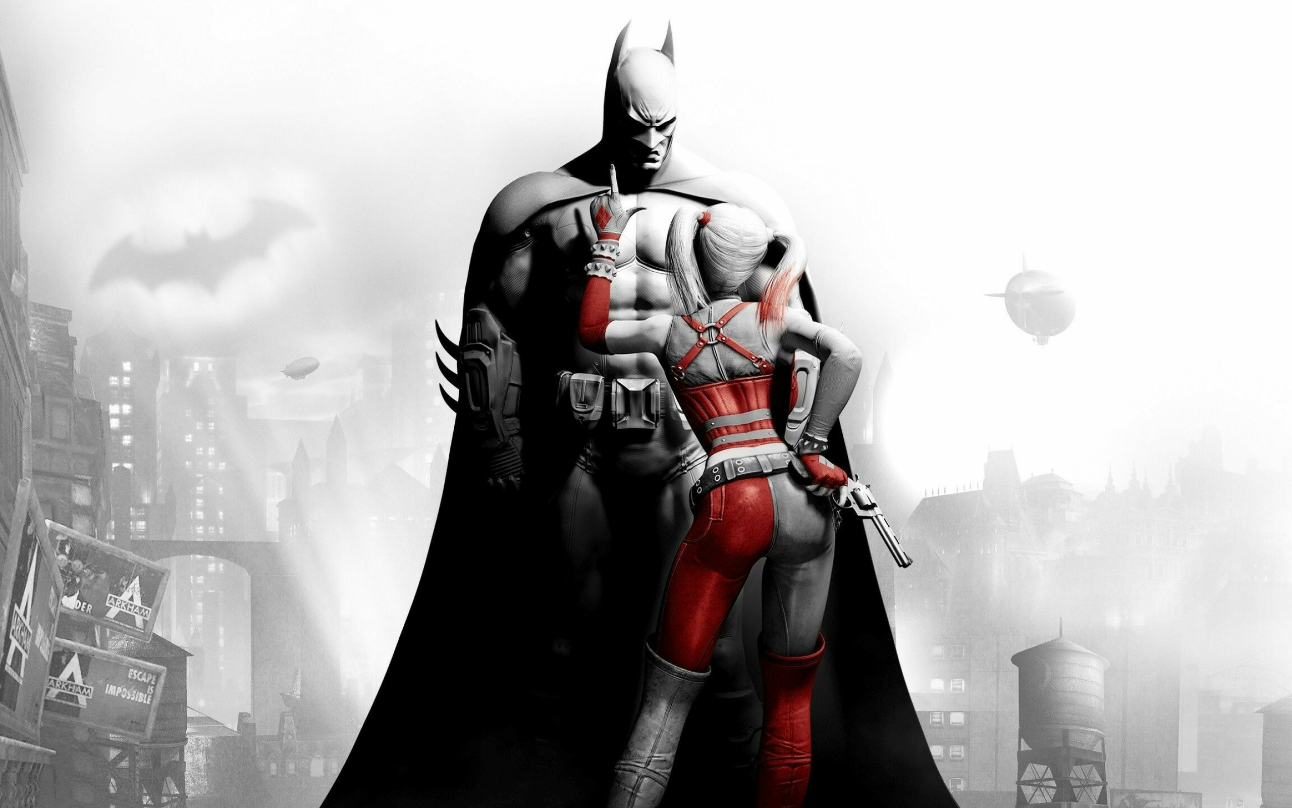 Batman: Arkham City: Dr. Harleen Quinzel, Harley Quinn, Bruce Wayne. 2560x1600 HD Background.
