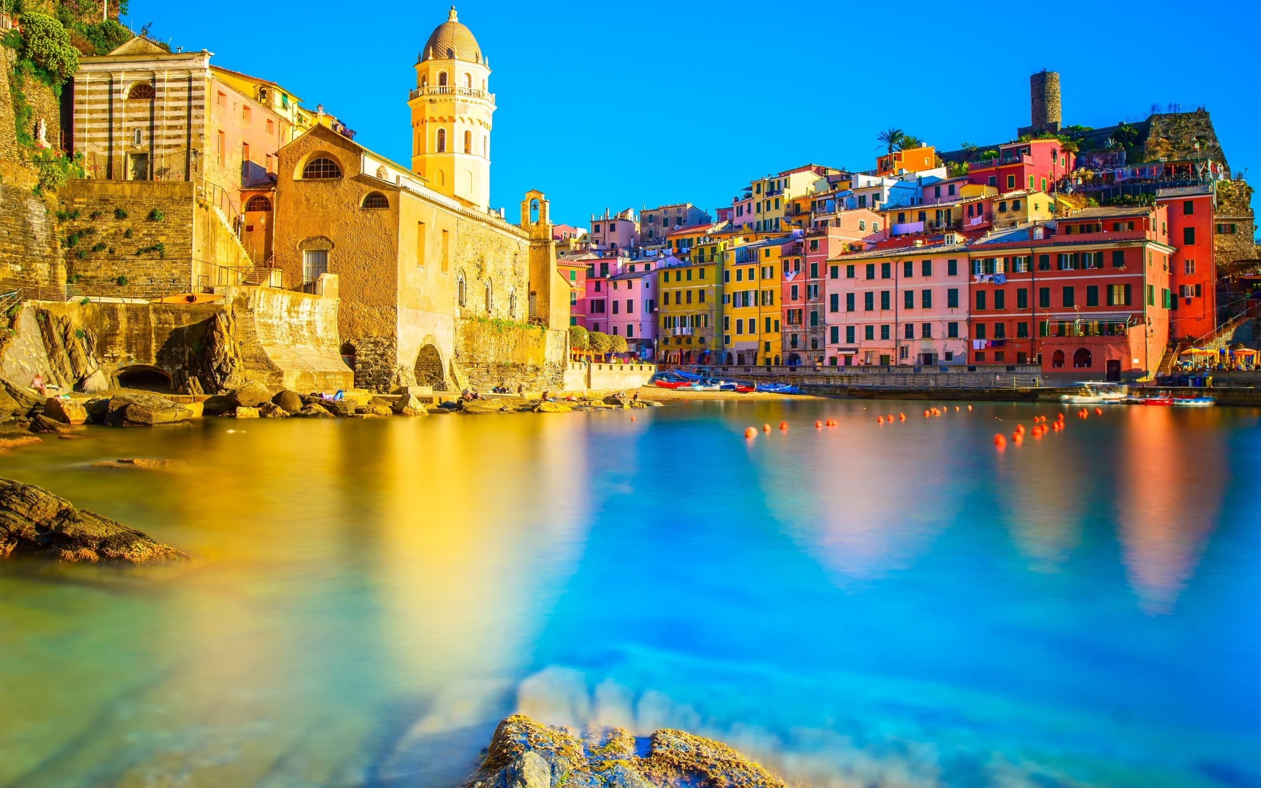 Cinque Terre, Coast sea, Sunset Vernazza, High-quality pictures, 2560x1600 HD Desktop