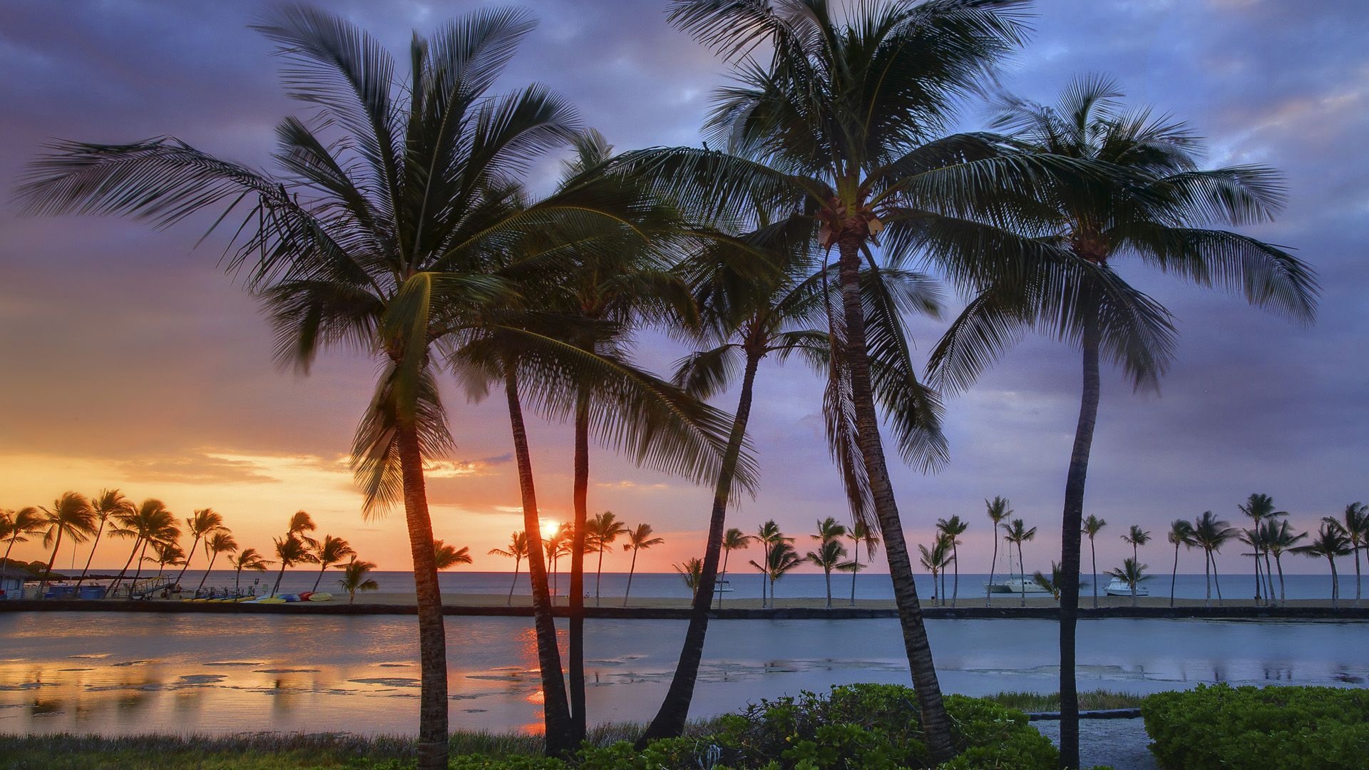 Hawaiian Sunset, HD beach wallpapers, Tropical paradise, Hawaii sunset, 1920x1080 Full HD Desktop