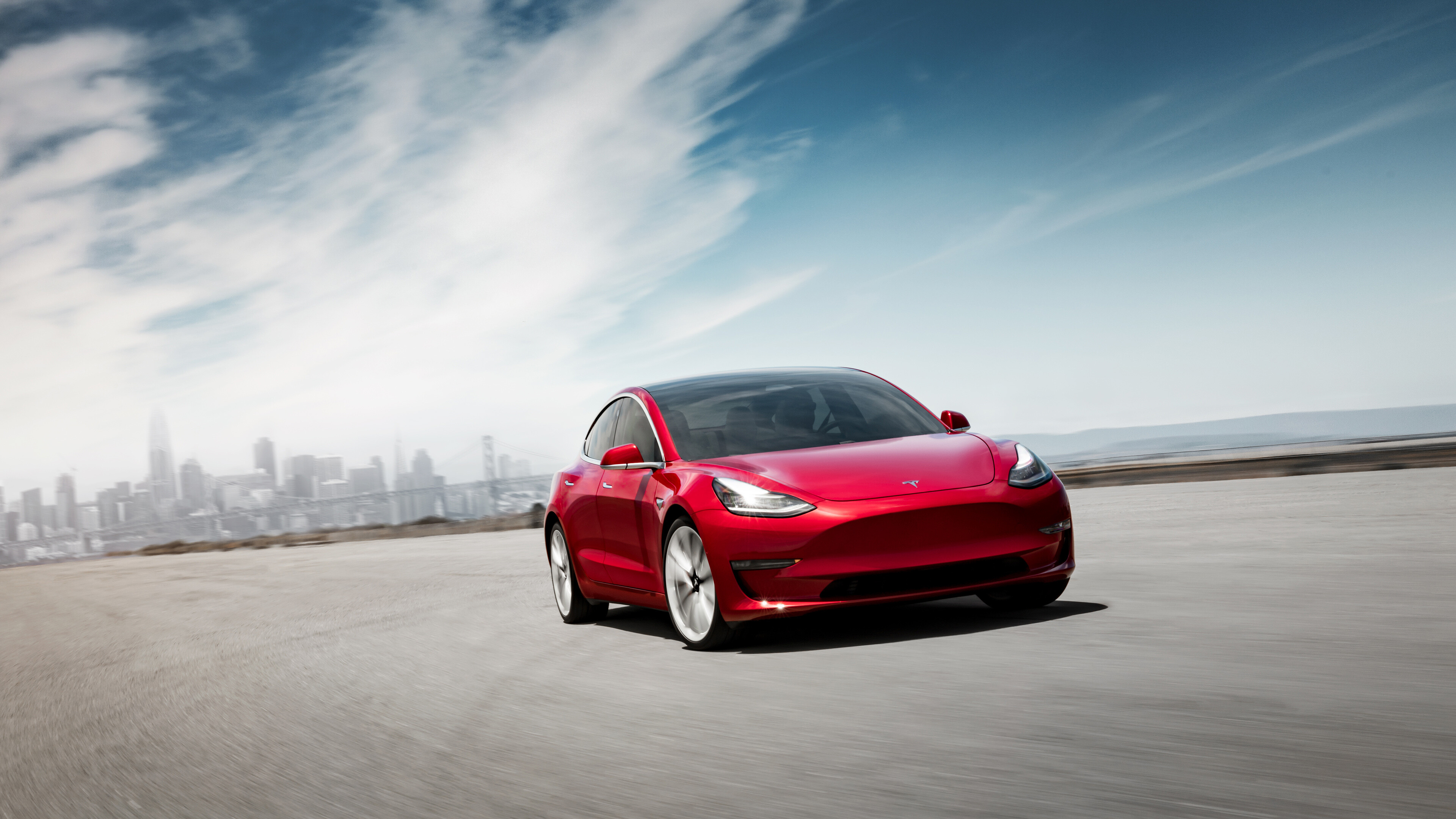 Tesla: Model 3, A compact executive sedan that is battery powered. 3840x2160 4K Wallpaper.