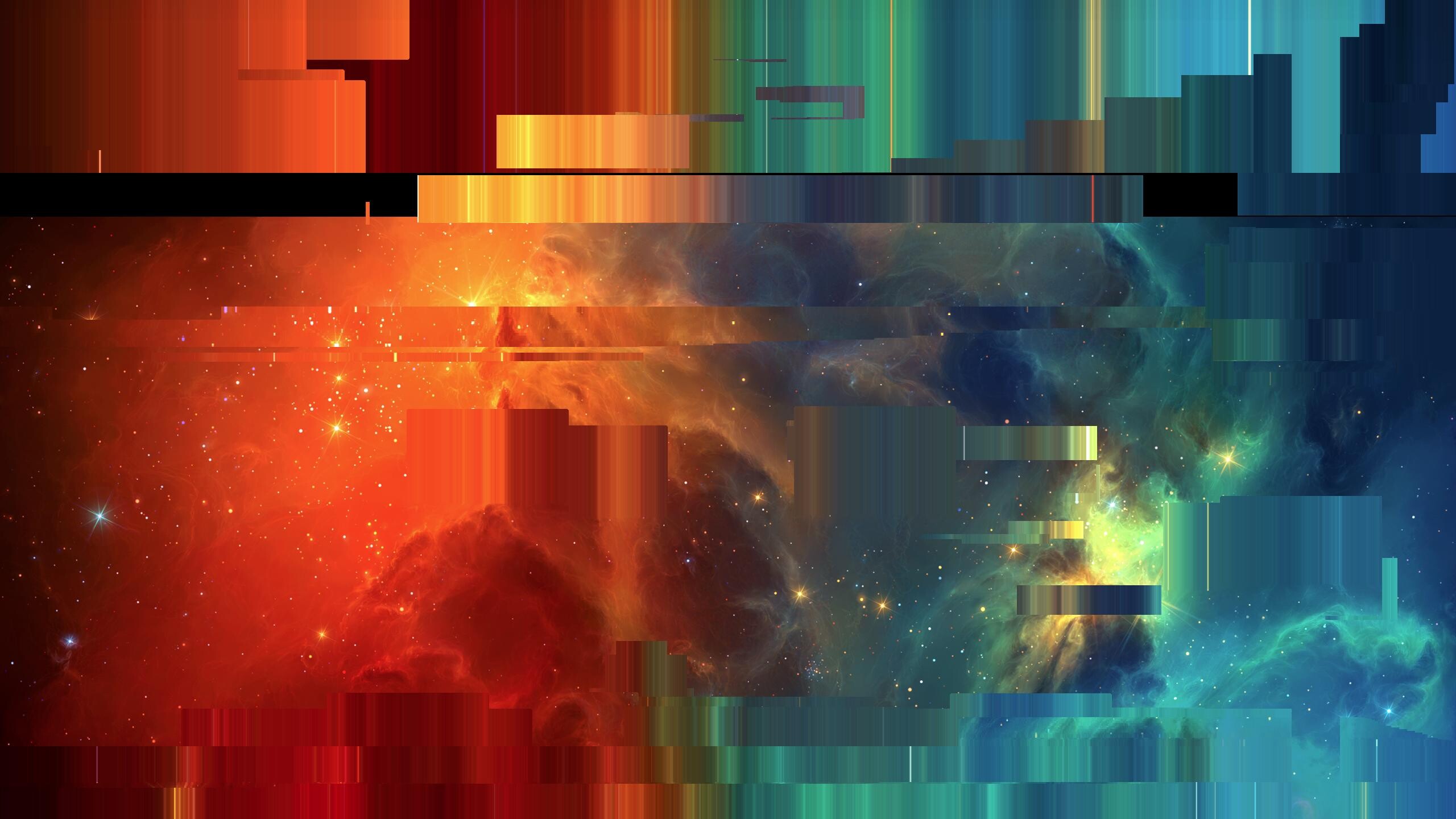 Glitch: Astronomical object, Nebula, Texture malfunction, Digital artifacts. 2560x1440 HD Wallpaper.
