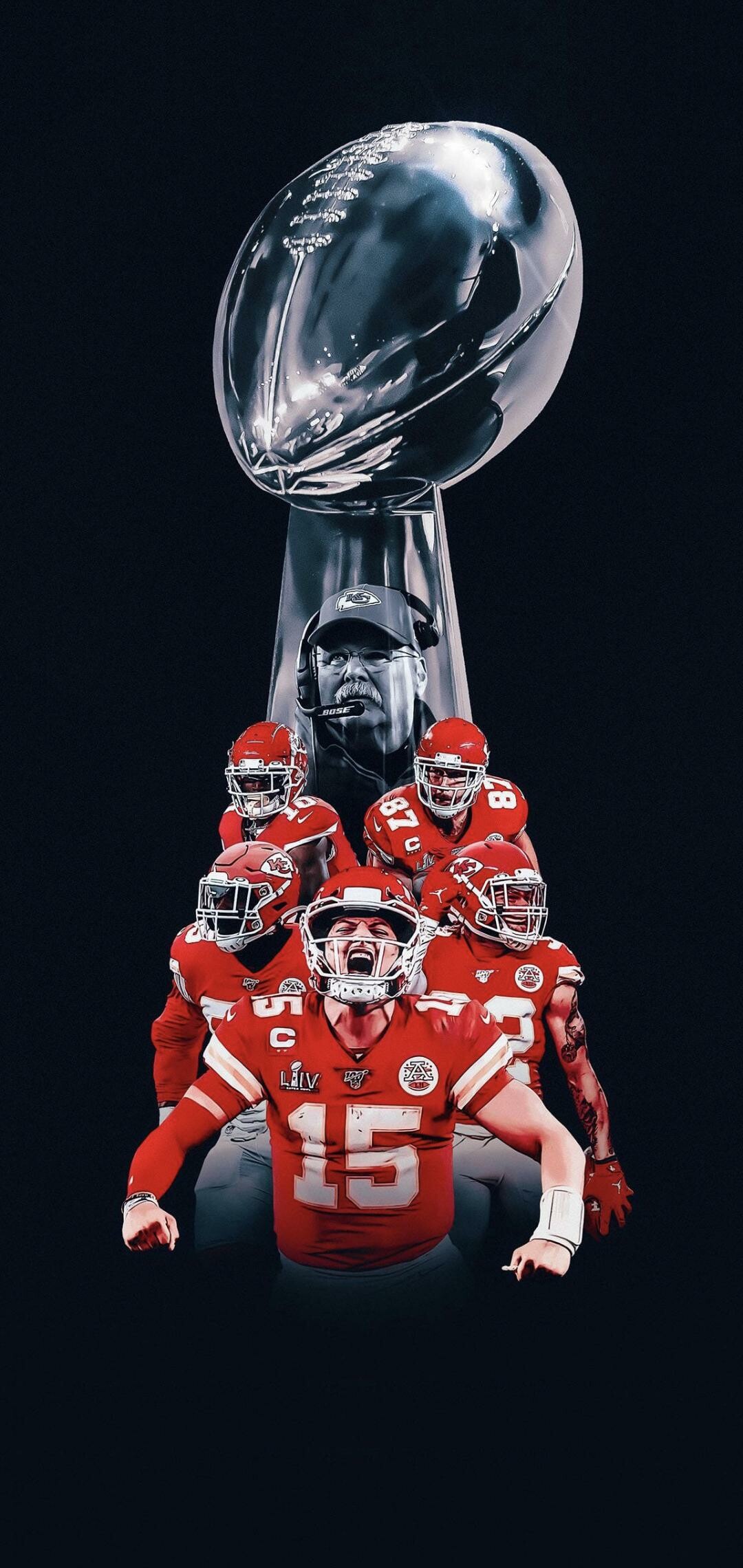 Kansas City Chiefs, Super Bowl background, Tall phone wallpaper, Trophy triumph, 1080x2280 HD Handy