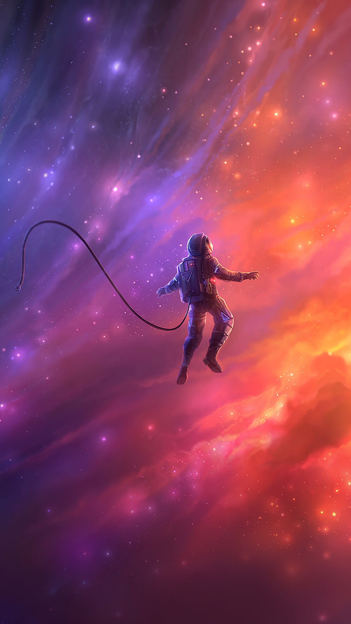Astronaut: Space Wanderer, Dream, Galaxy, Astronomy, Surreal, Fantasy, Nebula. 1440x2560 HD Background.
