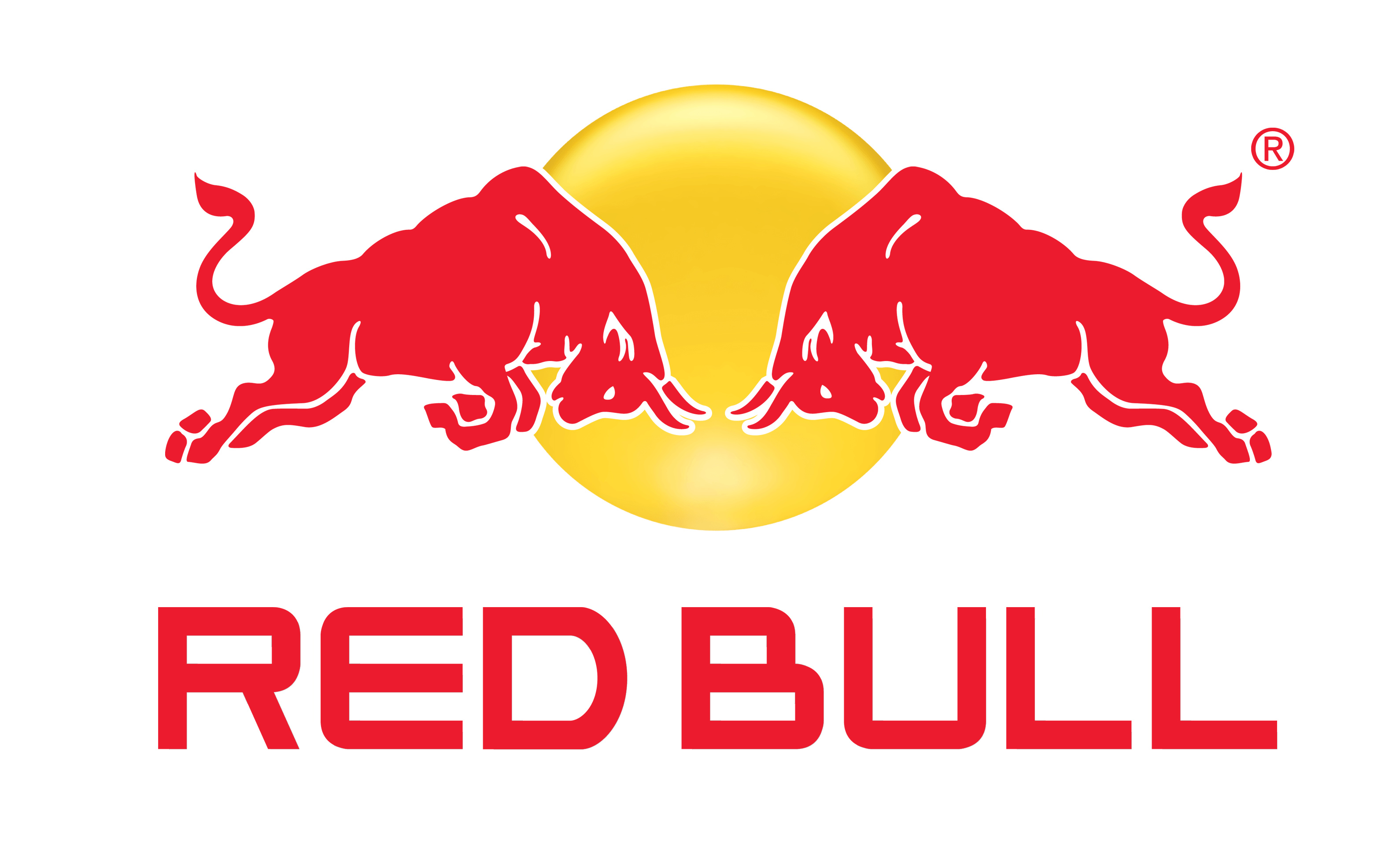 Red Bull Logo: Caffeinated drink, A way to boost mental and physical performance. 3180x1950 HD Background.