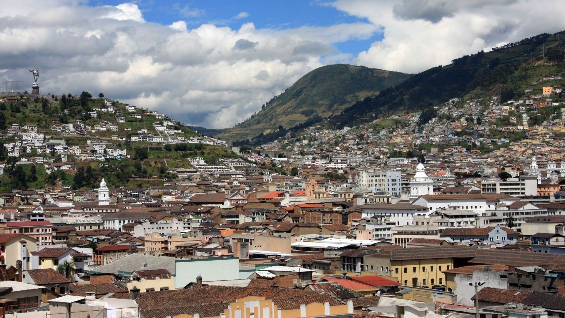 Ecuador: Quito, Ecuadorian capital, Cityscape. 1920x1080 Full HD Background.