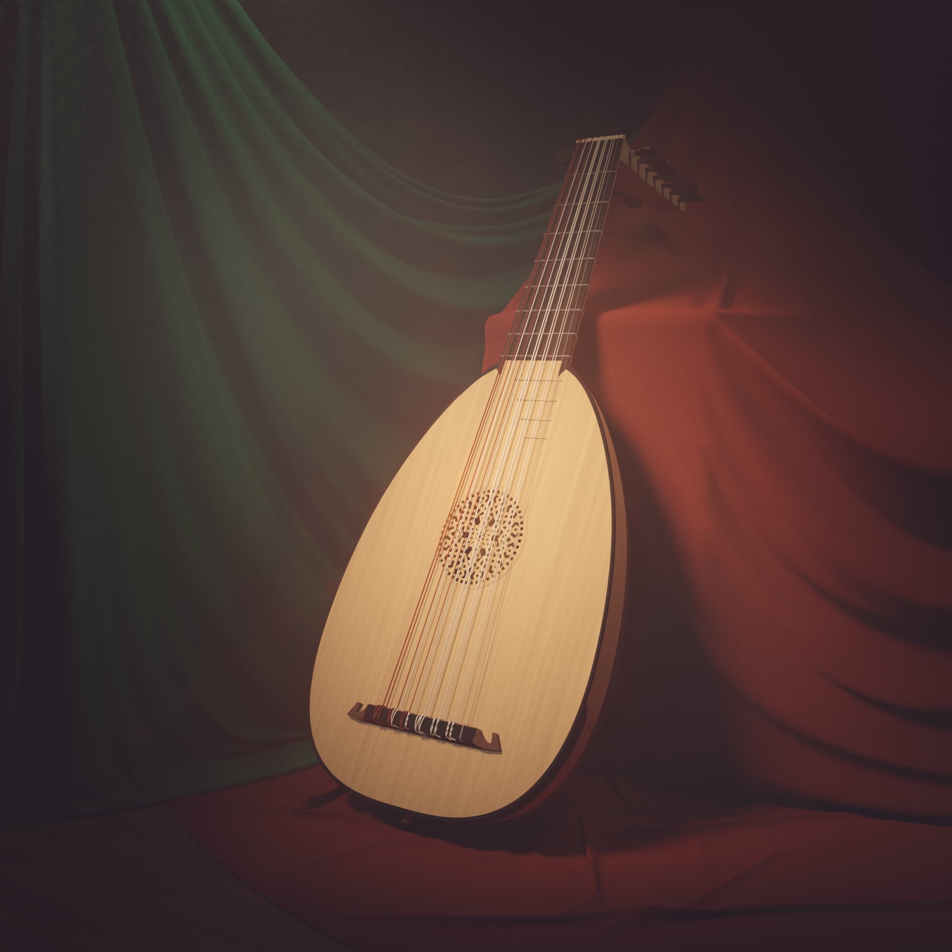 Lute: Artistic Impression On The Painting, One Of The Symbols Of Renaissance And Baroque Periods. 1920x1920 HD Background.