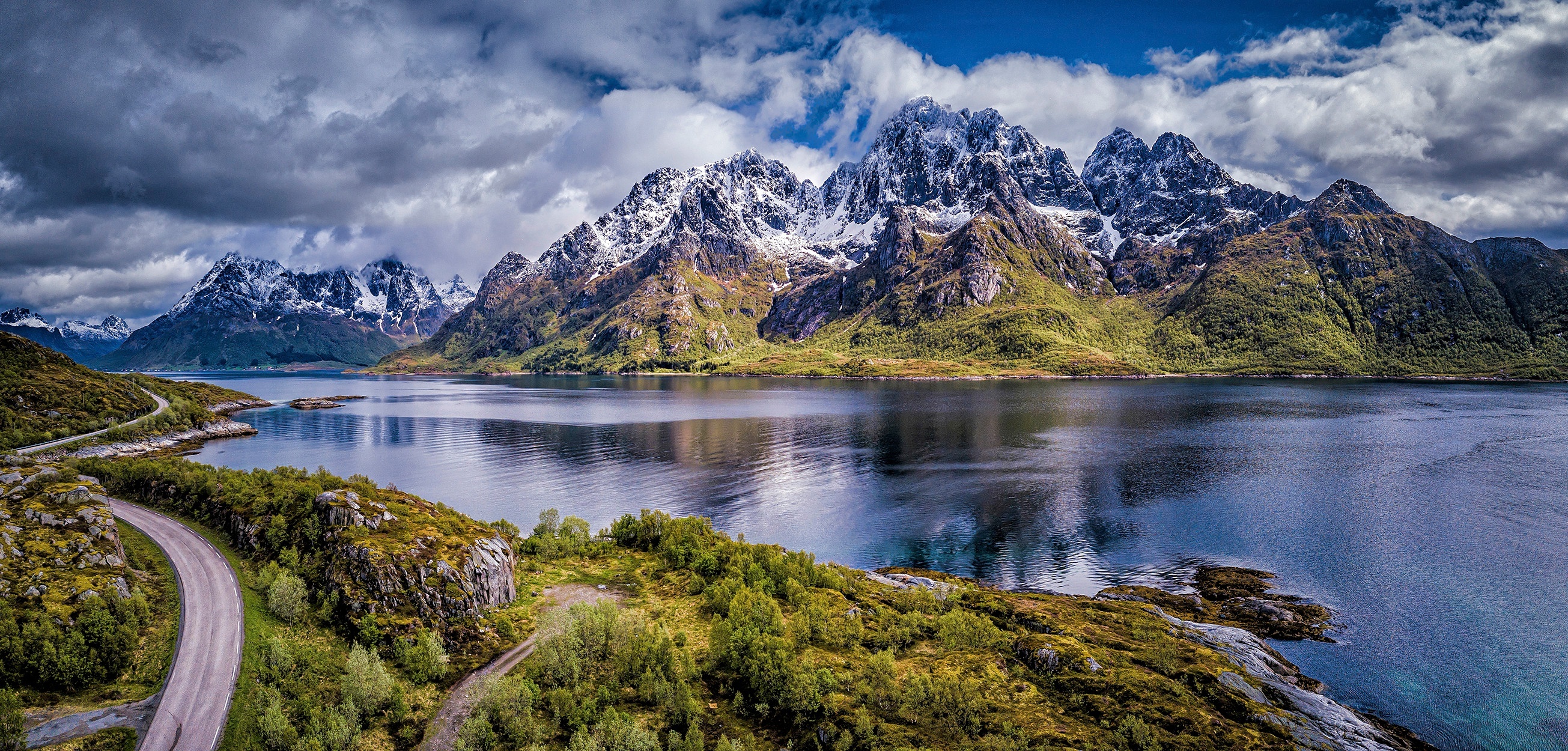 Norwegian Fjords, HD wallpaper, Breathtaking background, Norway's beauty, 2610x1250 Dual Screen Desktop
