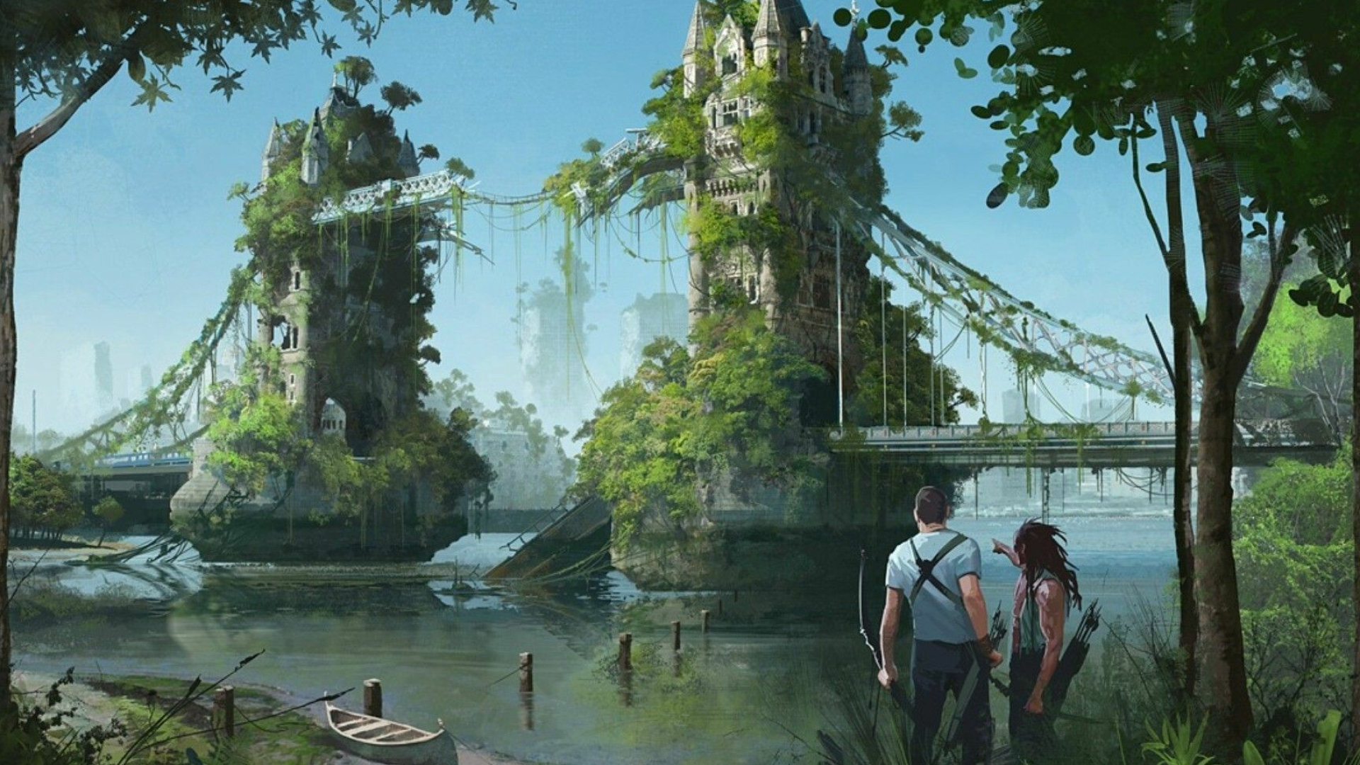 Post-apocalypse: The end of the world, Survivors, Tower Bridge, London. 1920x1080 Full HD Wallpaper.