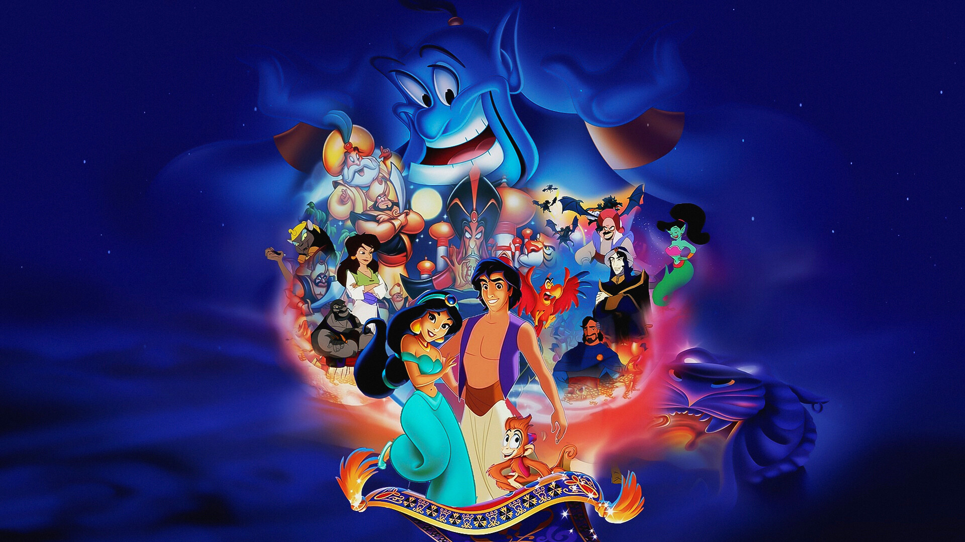 Aladdin (Cartoon): This is the first Disney animated film to feature a non-Caucasian heroine. 1920x1080 Full HD Wallpaper.