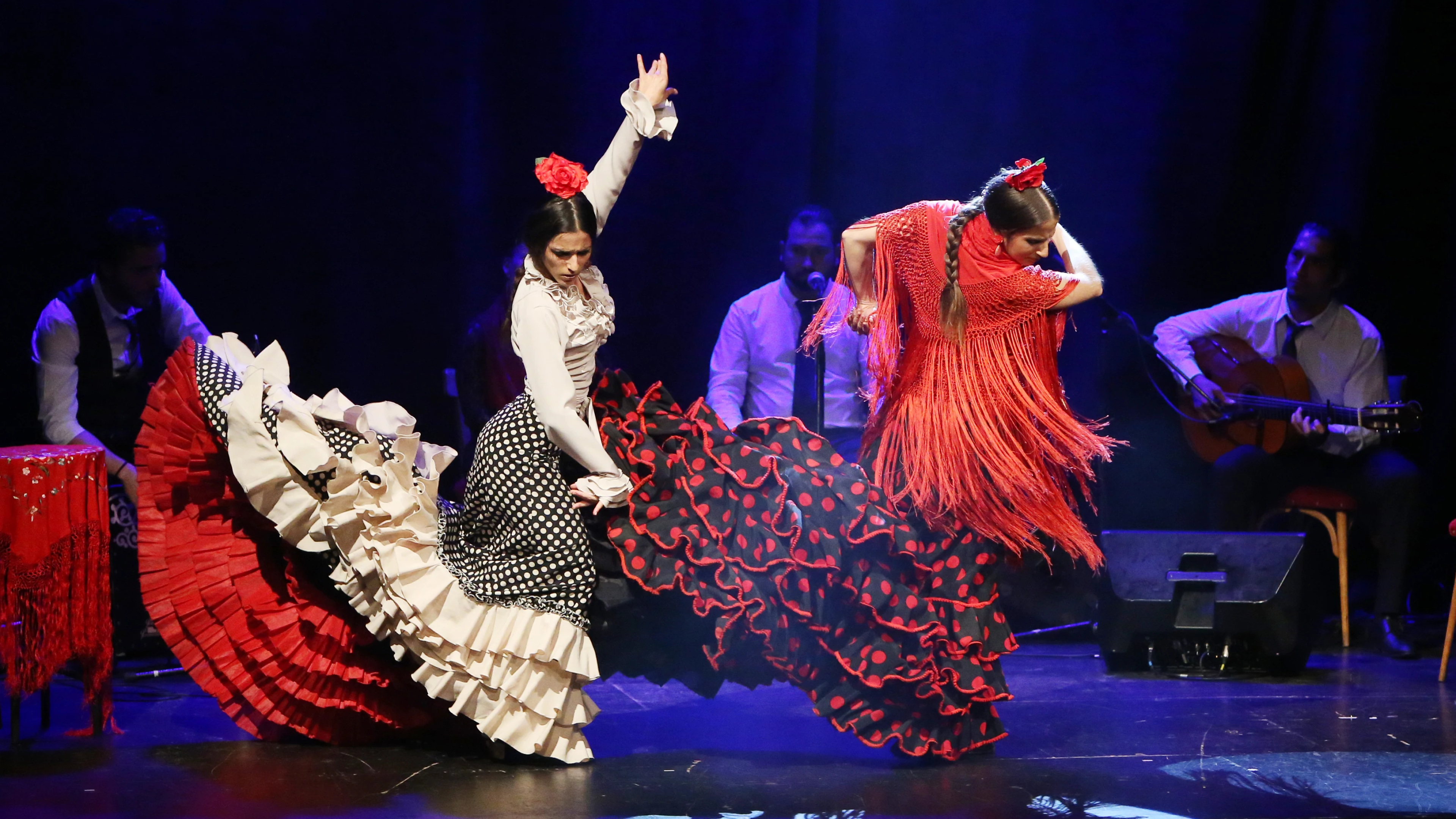 Flamenco: Flamenco City Hall Theatre, World-class flamenco artists, Barcelona, Rambla Catalunya, 2. 3840x2160 4K Background.