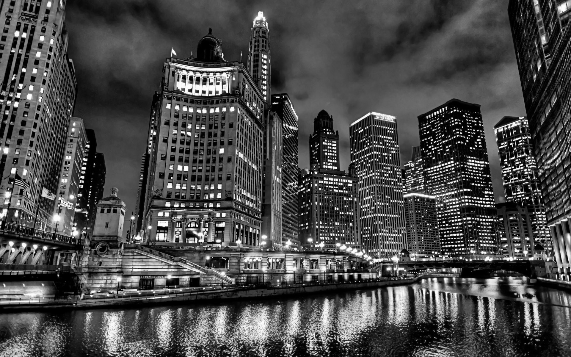 Black and White Chicago Skyline, HD landscape, Monochrome beauty, Chicago photography, 1920x1200 HD Desktop