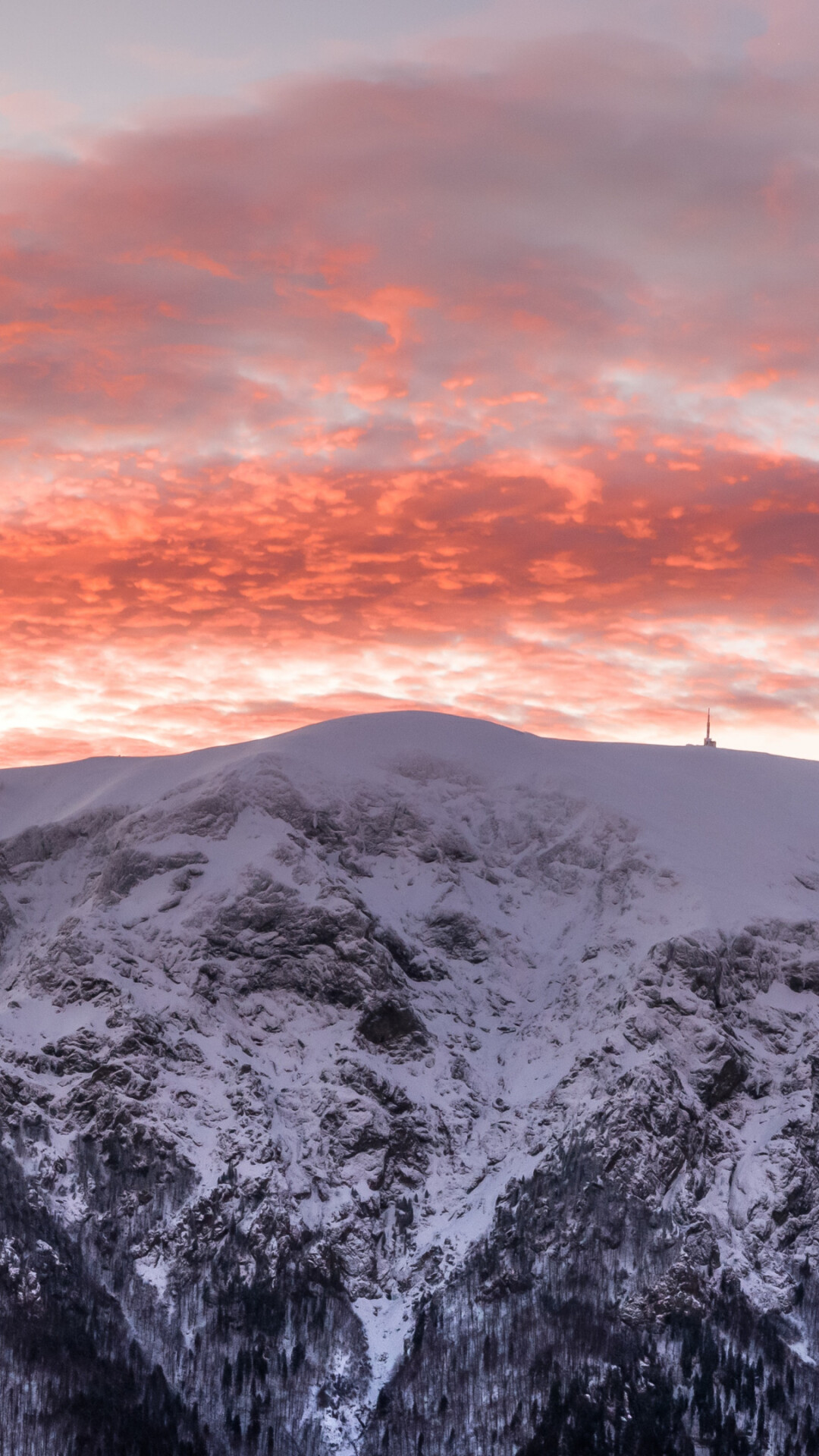 Glacier: Winter, Mountains, Sunset, Natural landscape, Snow cap, An ice mass. 1080x1920 Full HD Wallpaper.