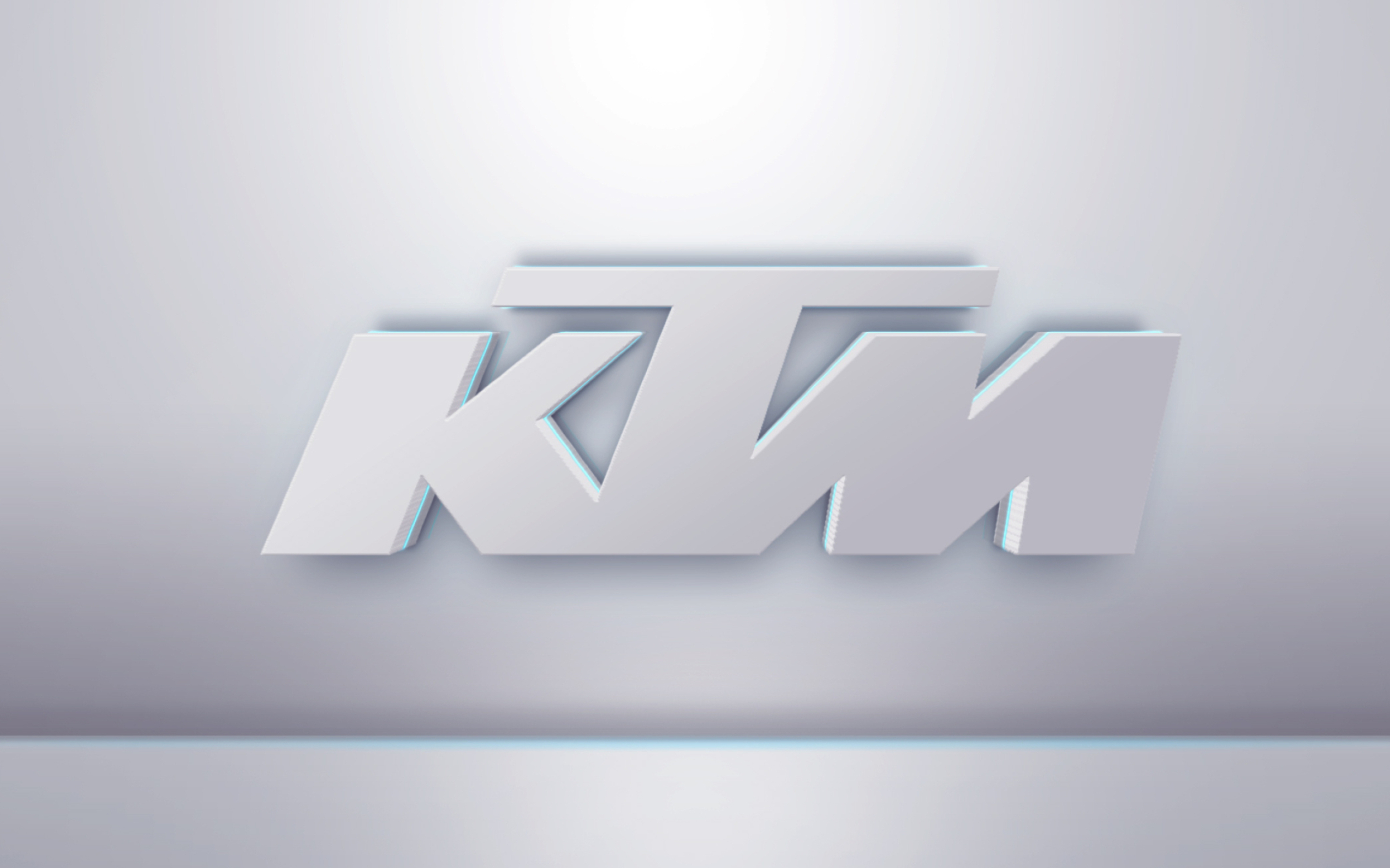 KTM 3D, Weies Logo, Grauer Hintergrund, 2880x1800 HD Desktop