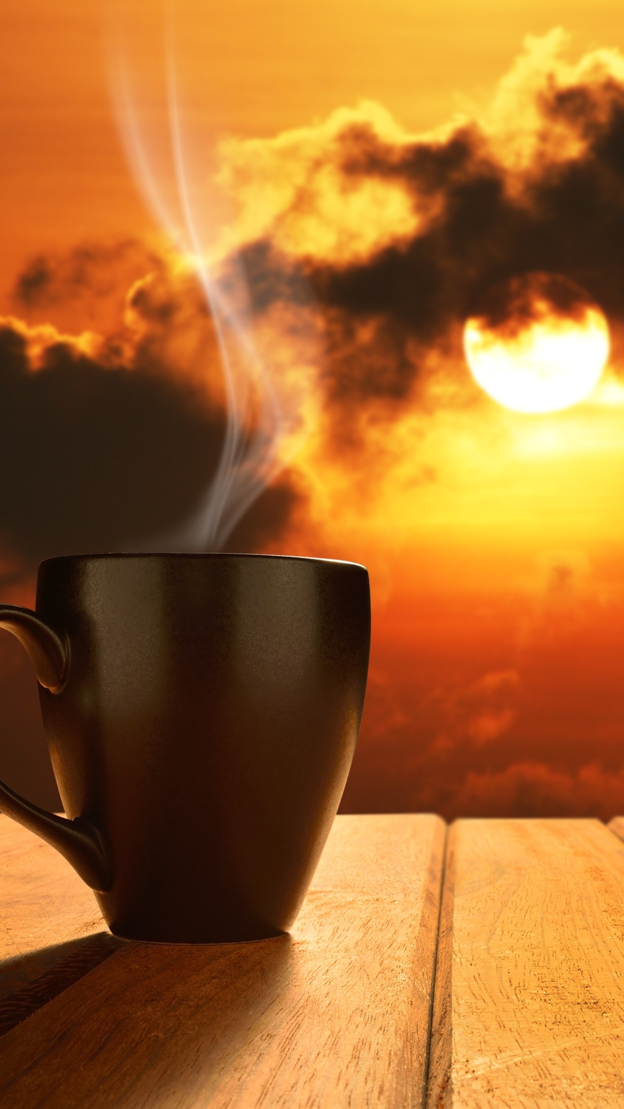 Morning coffee, Sun rising, Xperia wallpapers, 2160x3840 4K Handy
