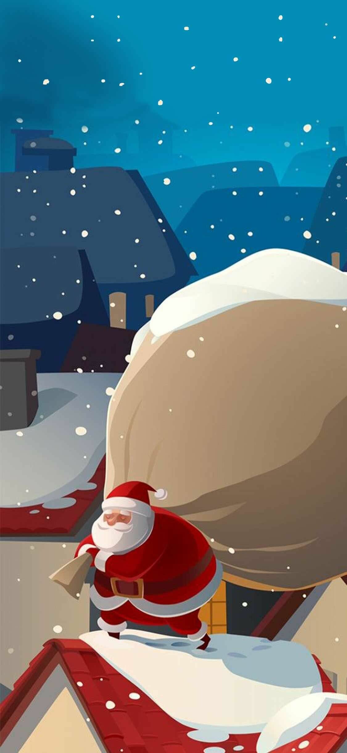 Santa Claus: Brings gifts to well-behaved children on Christmas Eve. 1130x2440 HD Background.