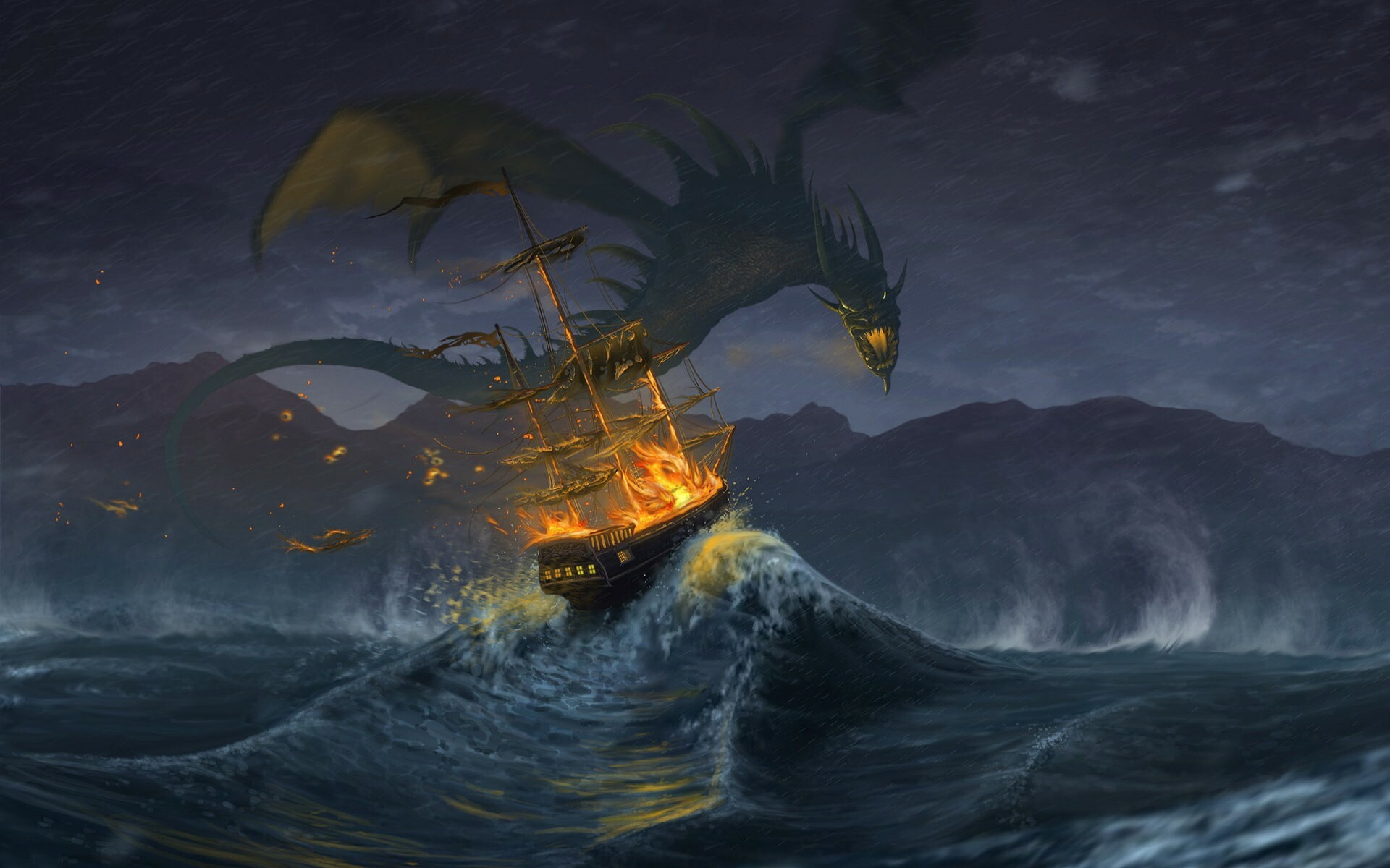Dragon: A legendary beast belonging to the world of mythology, storytelling, and fantasy. 1920x1200 HD Background.