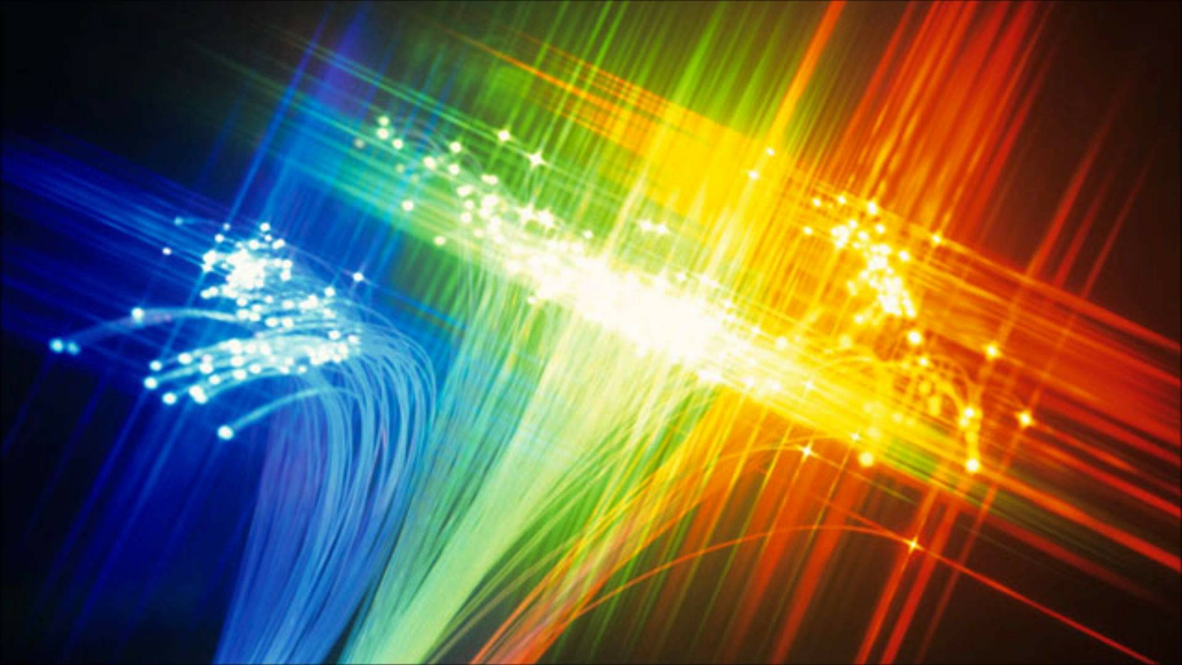 Rainbow Colors: Fiber optic pattern, Intersecting line segments. 3840x2160 4K Background.