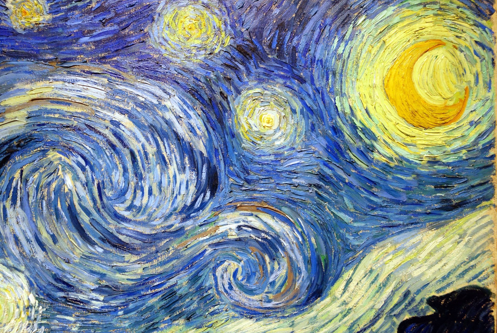 The Starry Night, Van Gogh's masterpiece, luminous stars, dreamy atmosphere, 2050x1380 HD Desktop