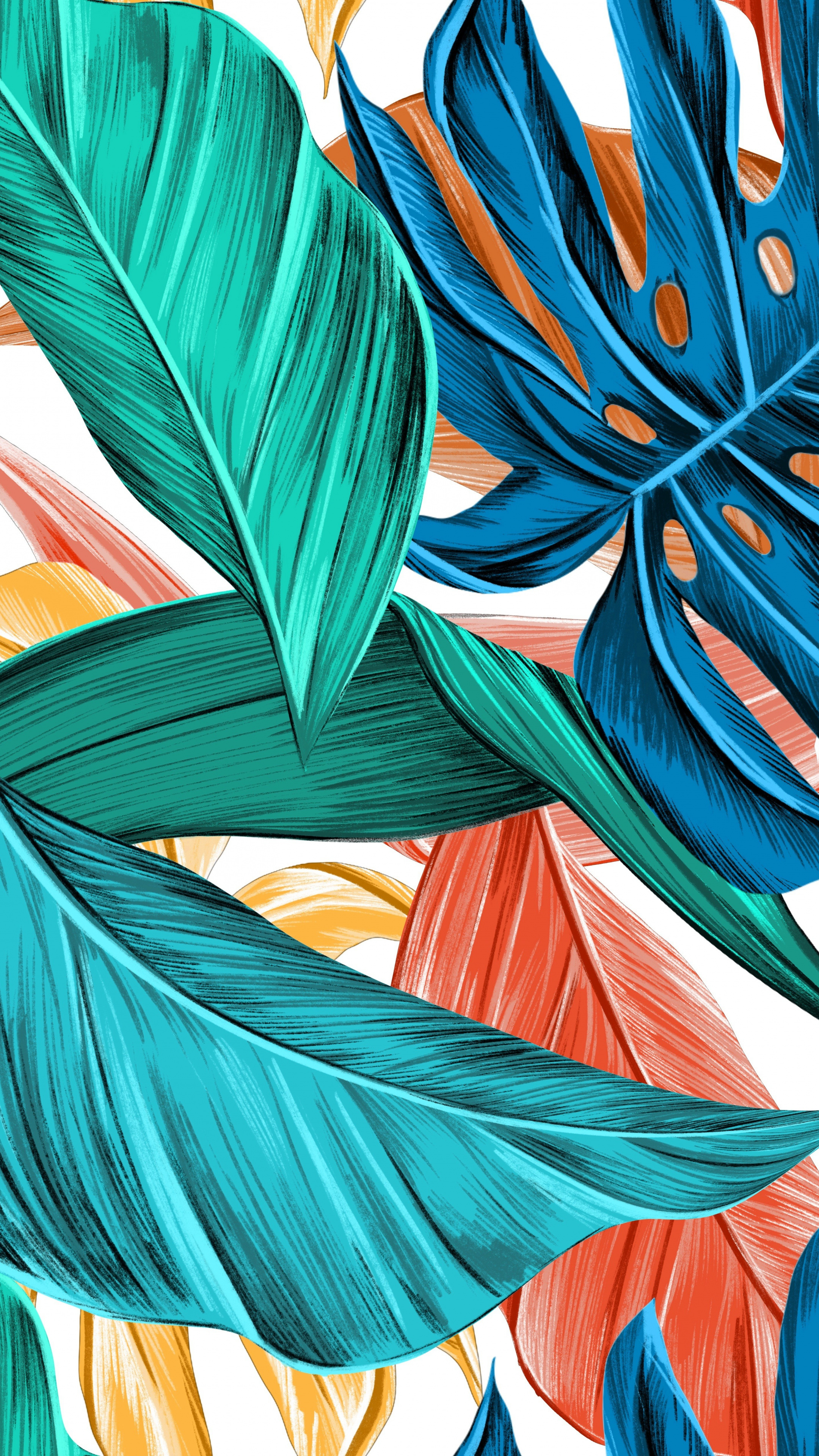 Art, Abstract leaves, Colorful art wallpaper, Sony Xperia, 2160x3840 4K Handy