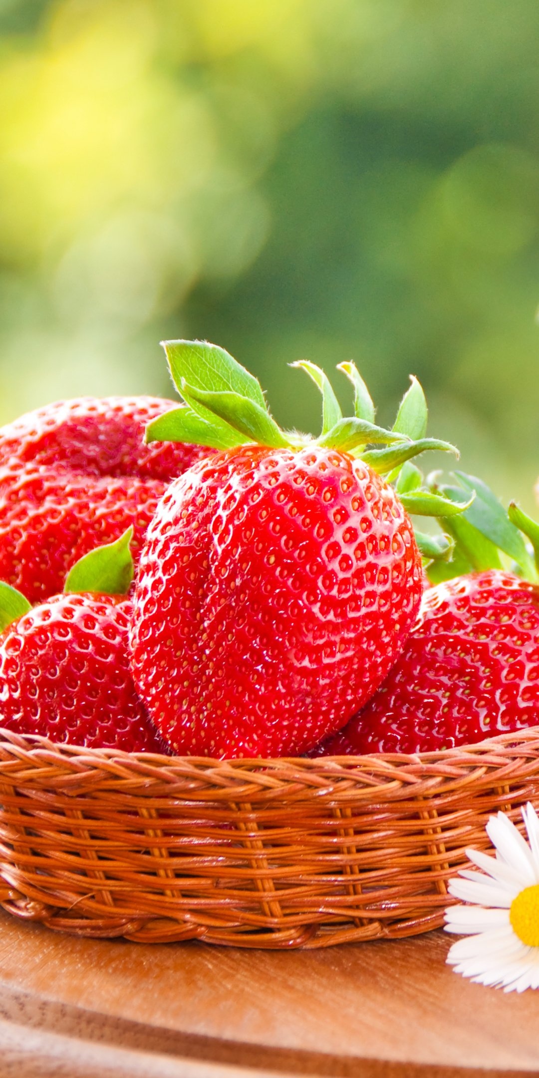 Strawberry: Harvested with part of the stem, which prolongs freshness of the fruit. 1080x2160 HD Wallpaper.