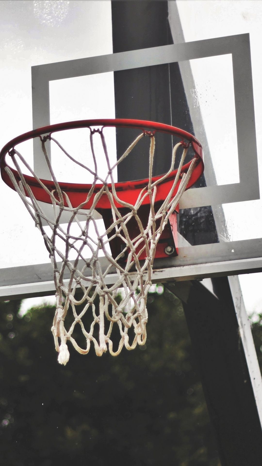 Streetball: Street basketball basket, Downtown urban court. 1080x1920 Full HD Wallpaper.