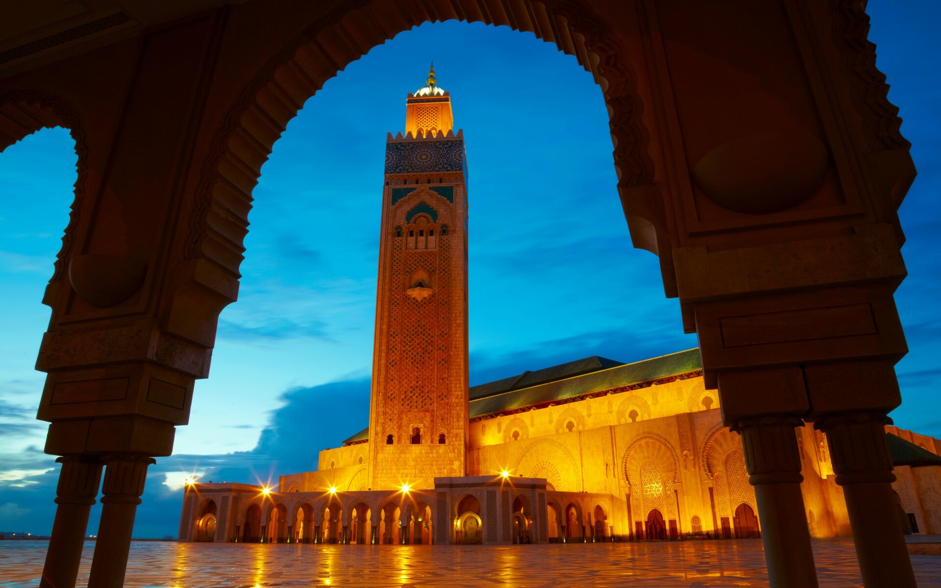 Morocco: Hassan II Mosque, The currency in the country is called the Dirham. 1920x1200 HD Wallpaper.