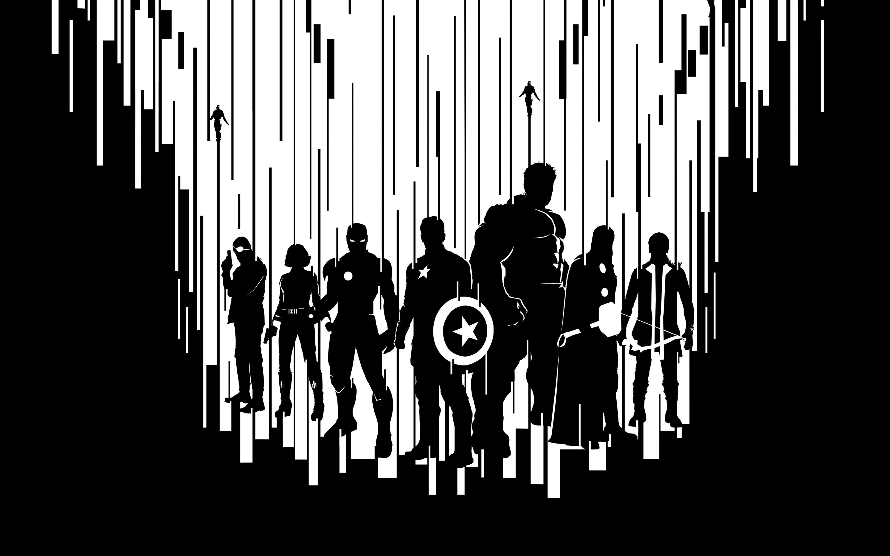 Avengers: Marvel Superhero Poster, Monochrome, Minimalistic. 2880x1800 HD Wallpaper.