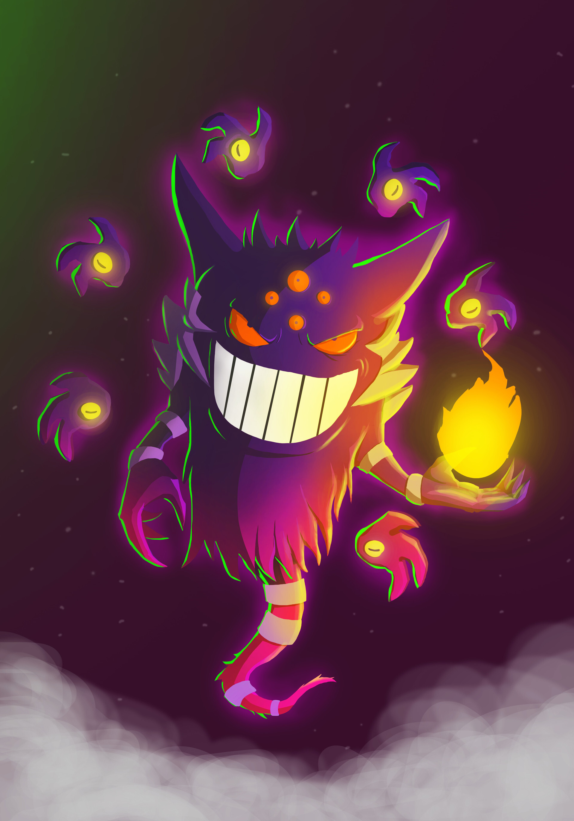 Gengar: Mega Gengar, The ability to access other dimensions, A vicious nature. 1920x2750 HD Wallpaper.