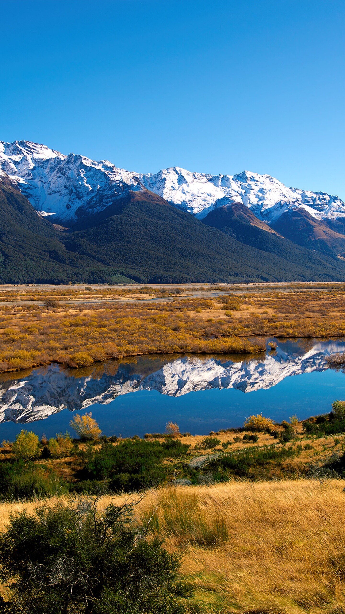 New Zealand: South of Rivendell, Landscape, Glacier mountains, Nature, Kaitoke Regional Park. 1440x2560 HD Background.