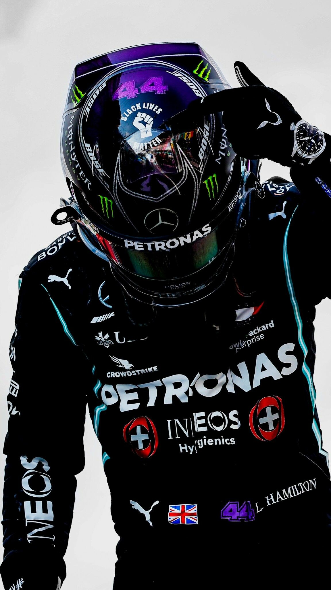Lewis Hamilton: Equalled Michael Schumacher's record of having the most pole positions overall, 2017 Belgian Grand Prix. 1160x2050 HD Wallpaper.