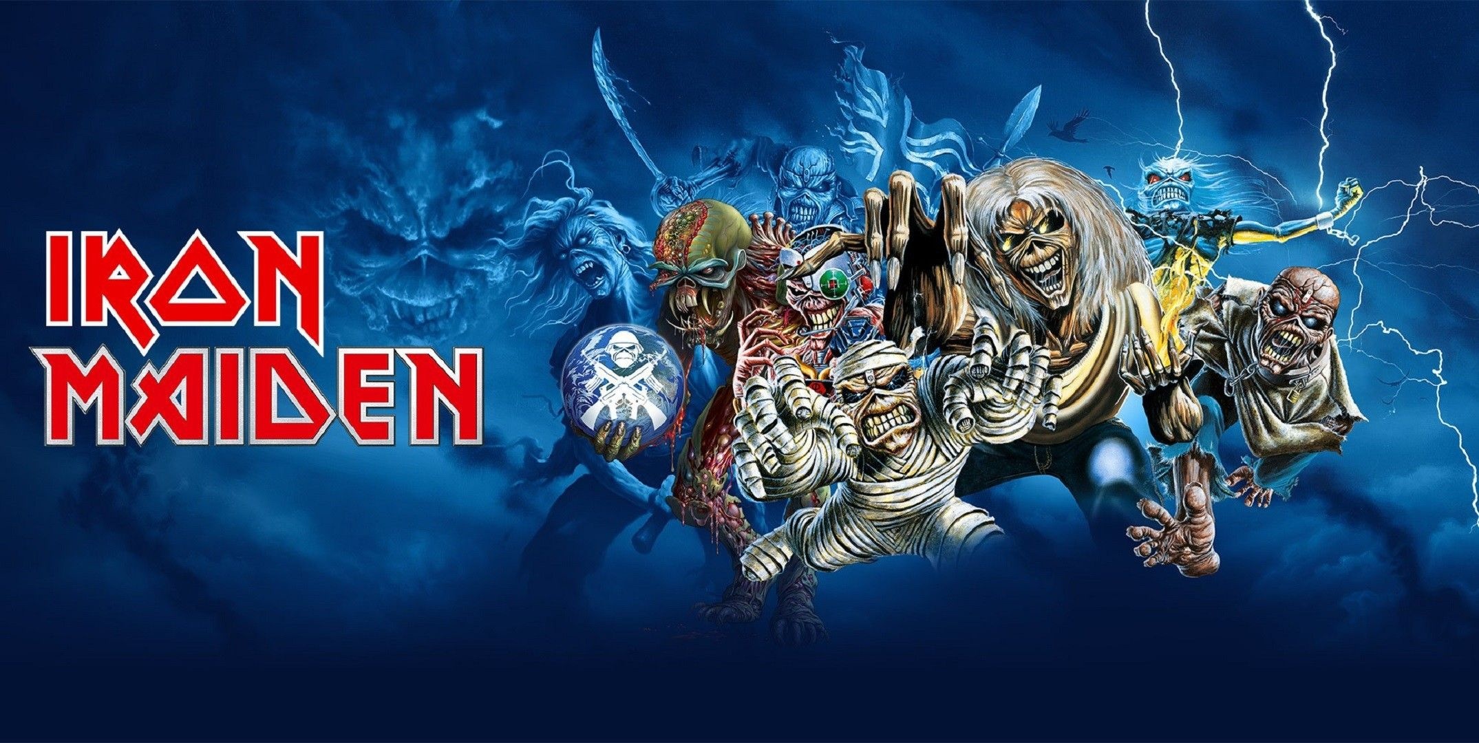 Iron Maiden Band Music, Eddie the mascot, Iconic imagery, Symbol of Iron Maiden, 2150x1080 HD Desktop