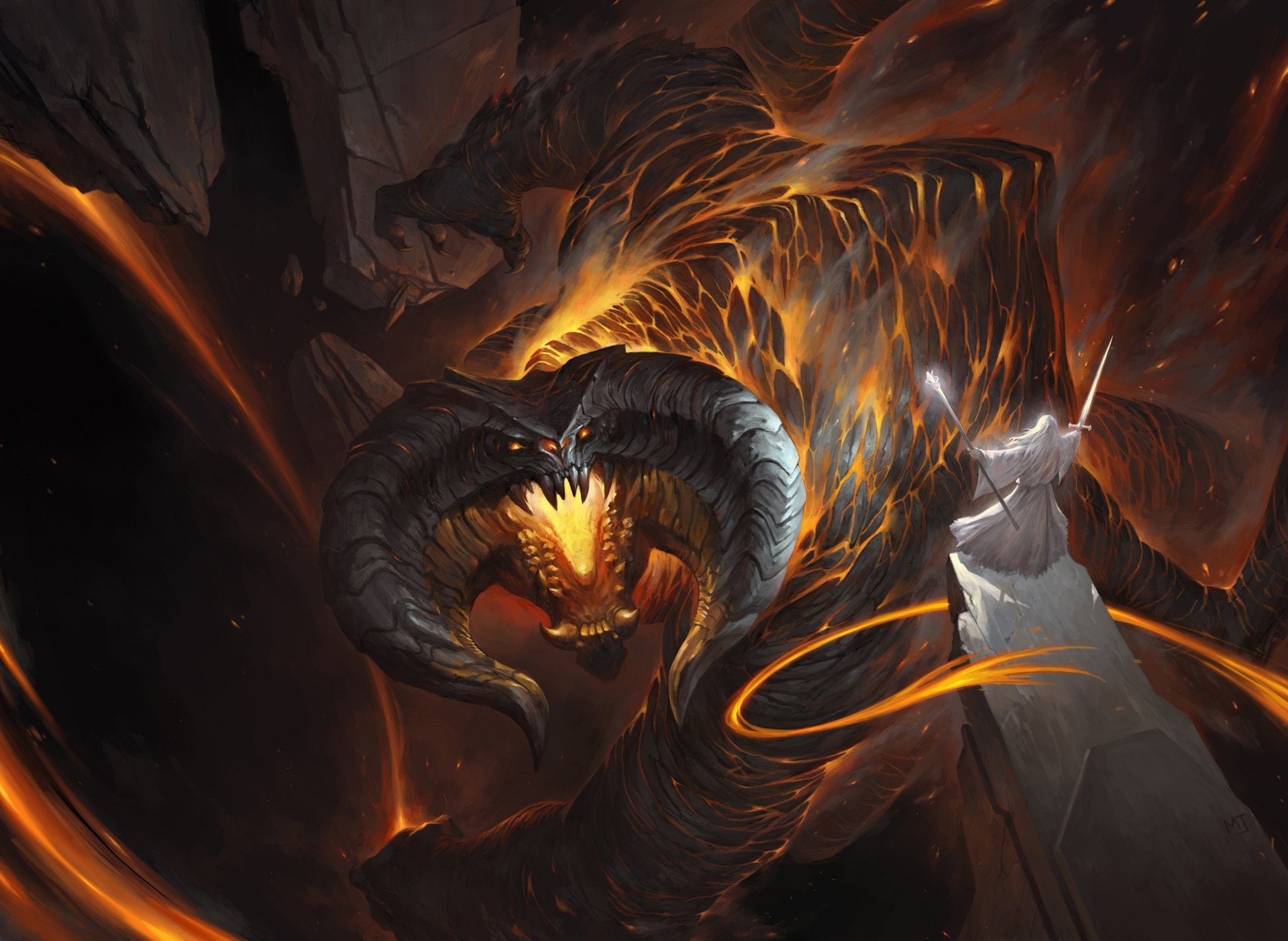 Balrog, Fearsome creature, Enigmatic entity, Striking imagery, 1920x1410 HD Desktop