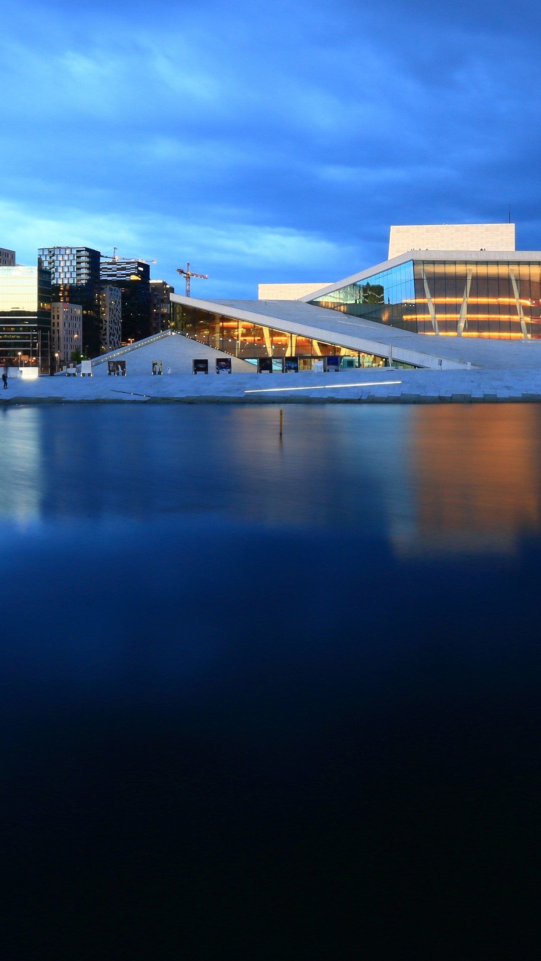 Oslo Opera House, Windows 10 spotlight images, Nighttime beauty, National opera and ballet theater, 1080x1920 Full HD Handy