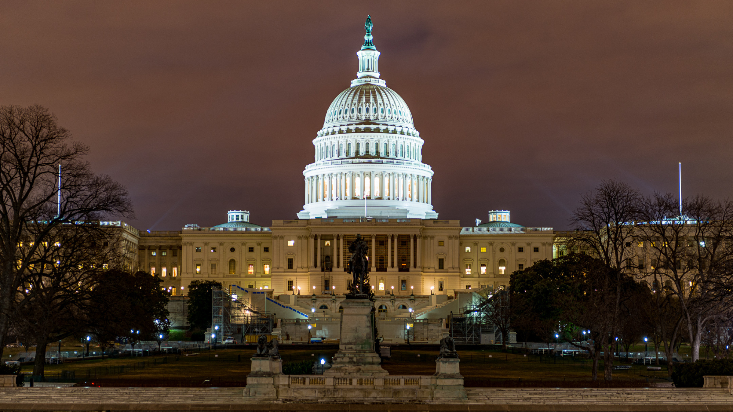 Capitol Hill, Night, Washington DC, Illuminated, 2400x1350 HD Desktop