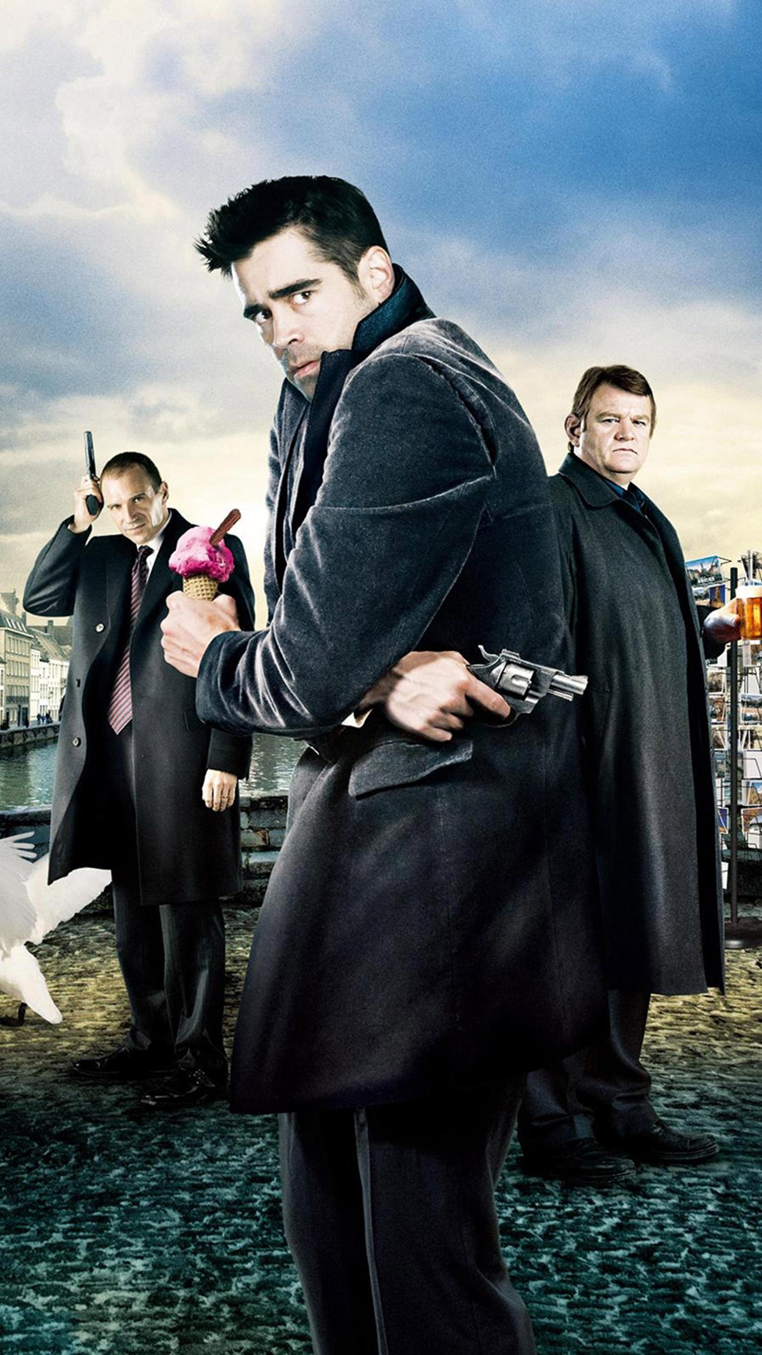 In Bruges, Quirky crime comedy, Beautiful cityscape, Colin Farrell, 1540x2740 HD Phone