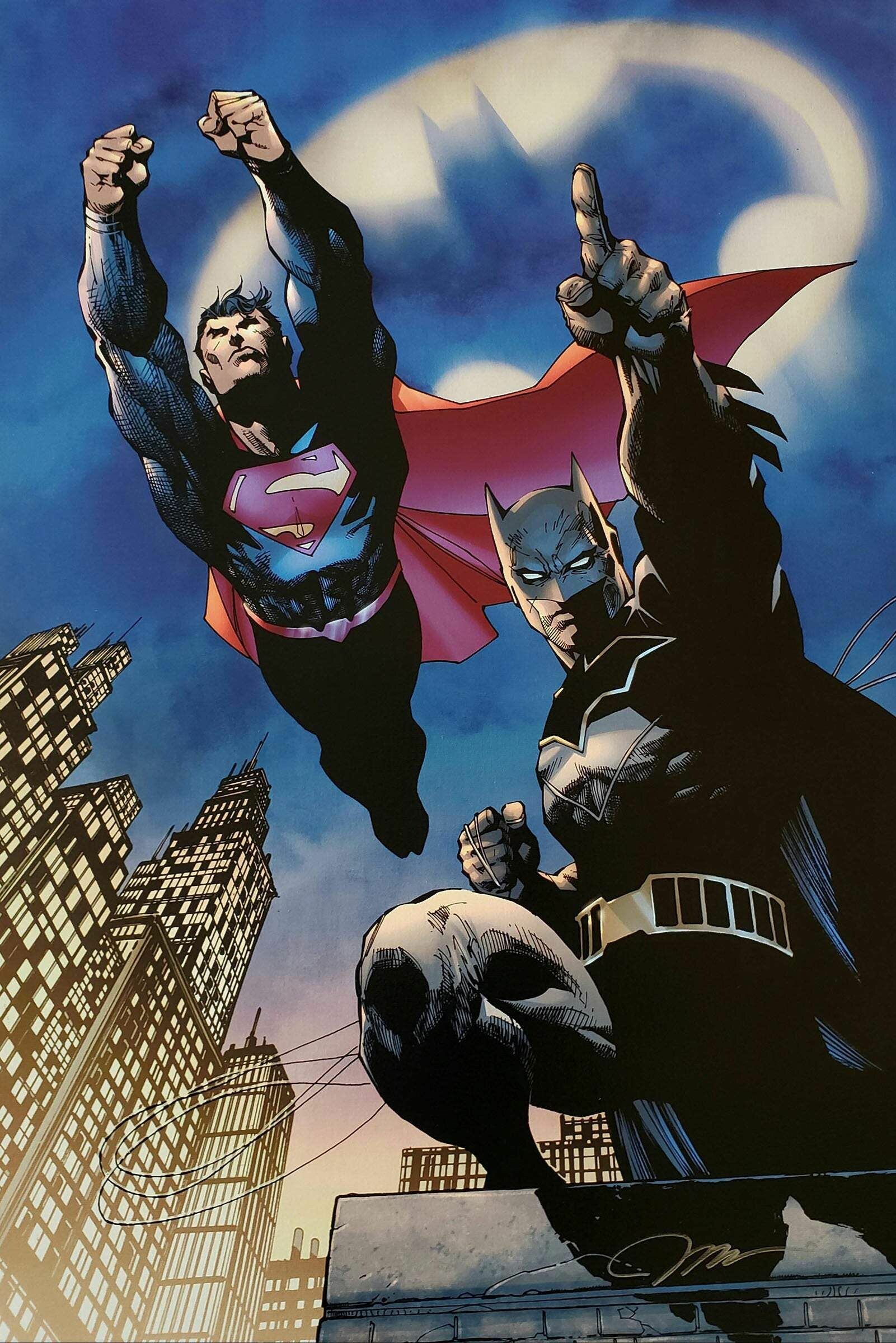 Superman von Jim Lee, Von Jim Lee signierte Batman Superman, Giclee auf Papier, 1610x2400 HD Handy