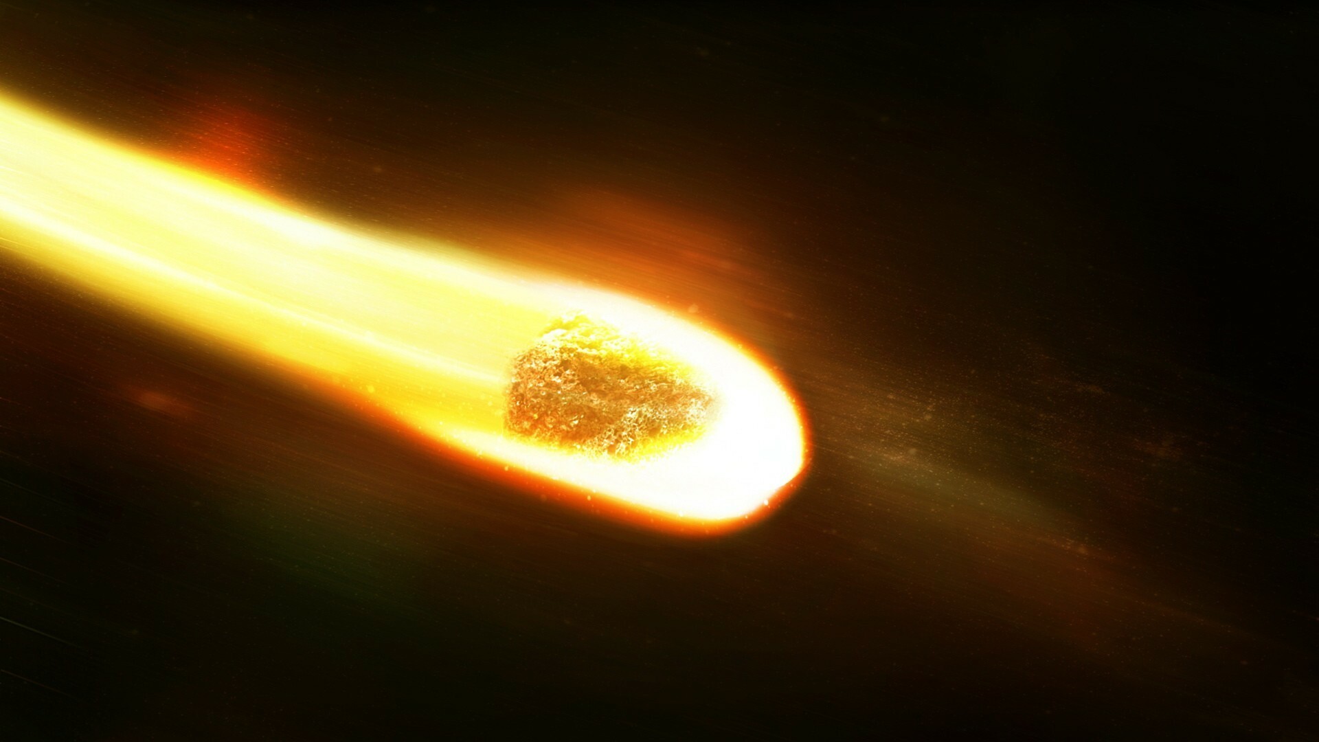 Meteor: A meteoroid, entering Earth's atmosphere at a high speed. 1920x1080 Full HD Background.