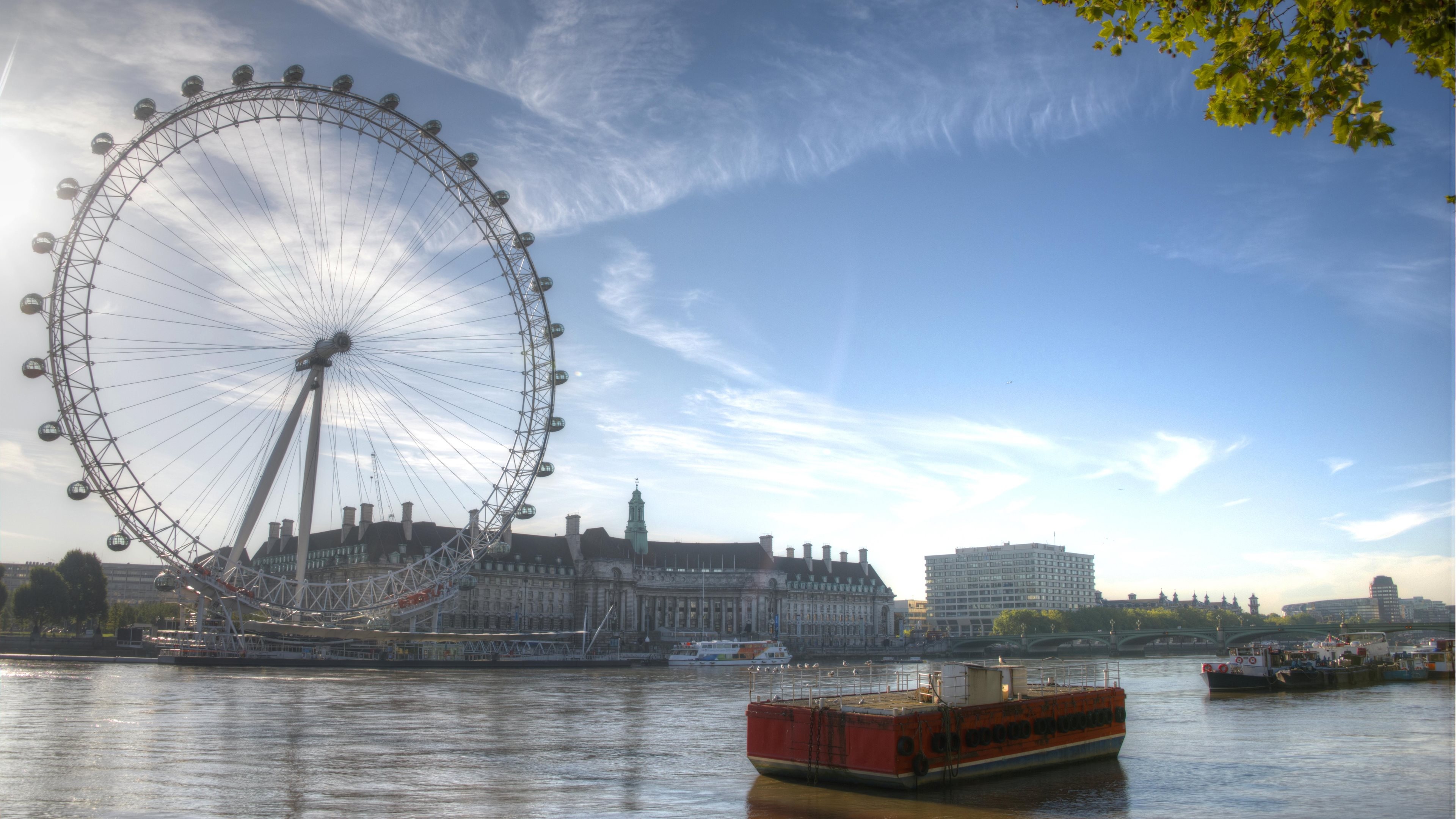 London Eye, HD wallpapers, Background images, Aerial view, 3840x2160 4K Desktop
