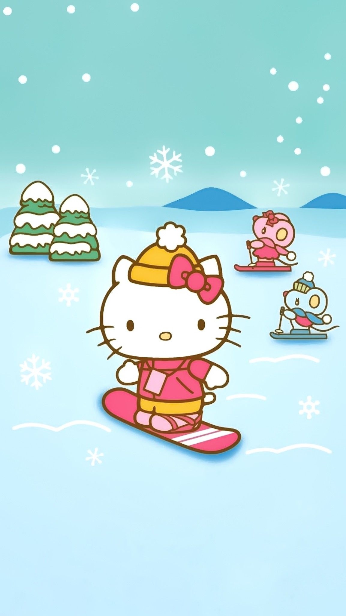 Snowboard, Hello Kitty Winter Wallpaper, 1160x2050 HD Handy