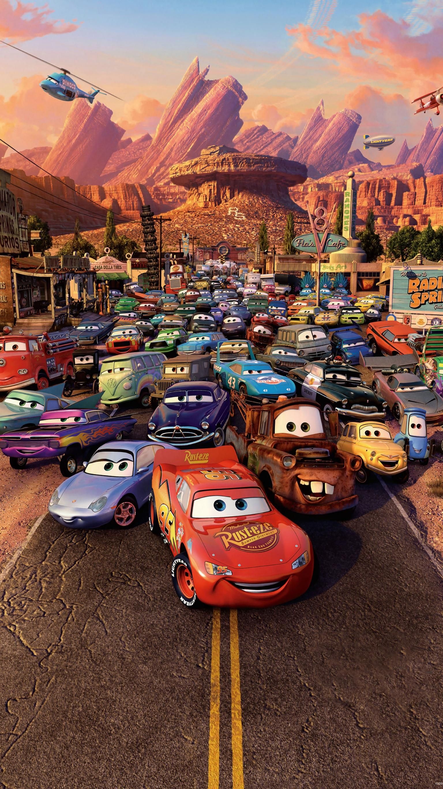 Cars (Disney): Premiered on May 26, 2006, at Lowe's Motor Speedway in Concord, North Carolina, Cartoon. 1540x2740 HD Wallpaper.