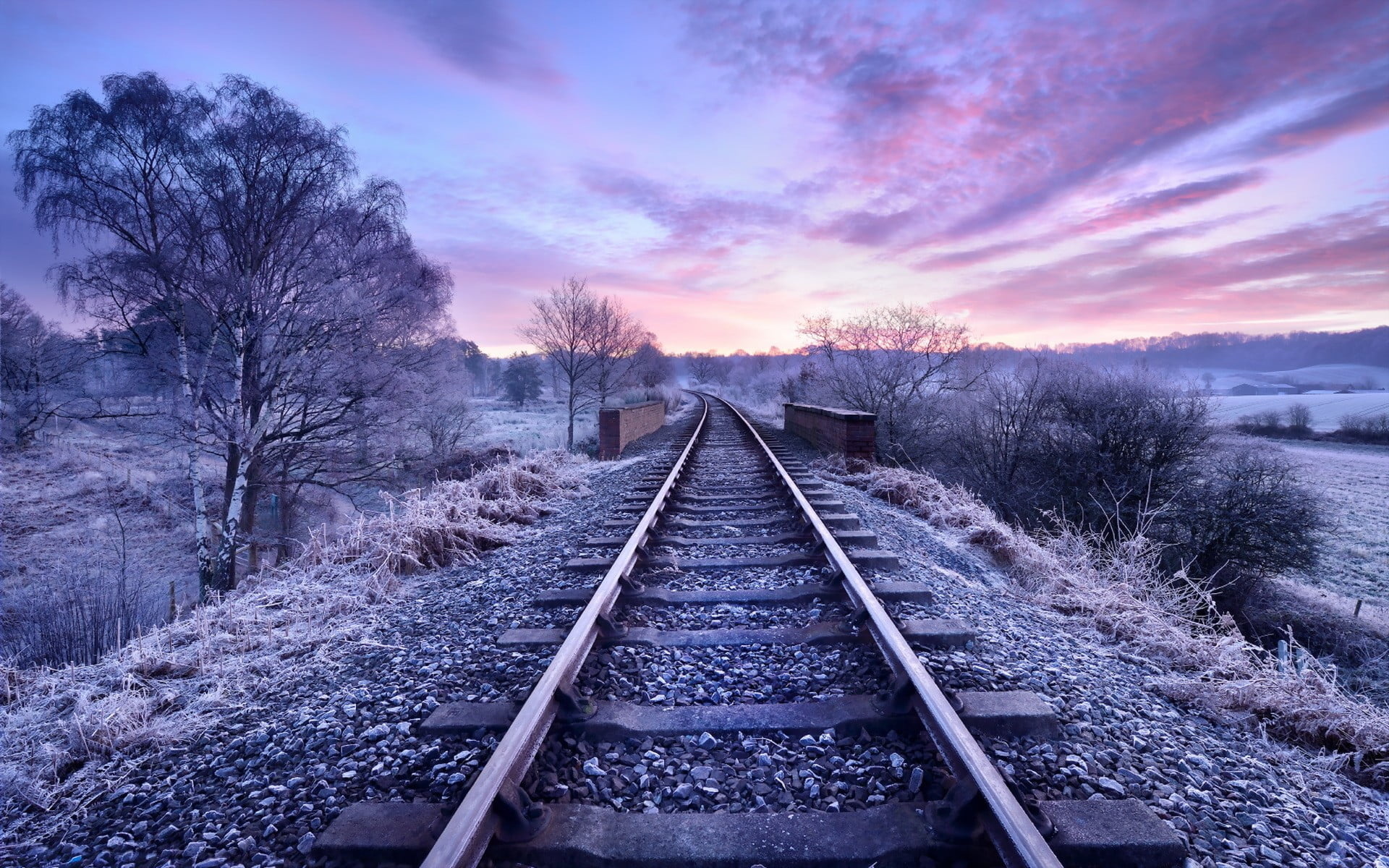 Railway, Wooden house, Frost railway, HD wallpaper, 1920x1200 HD Desktop