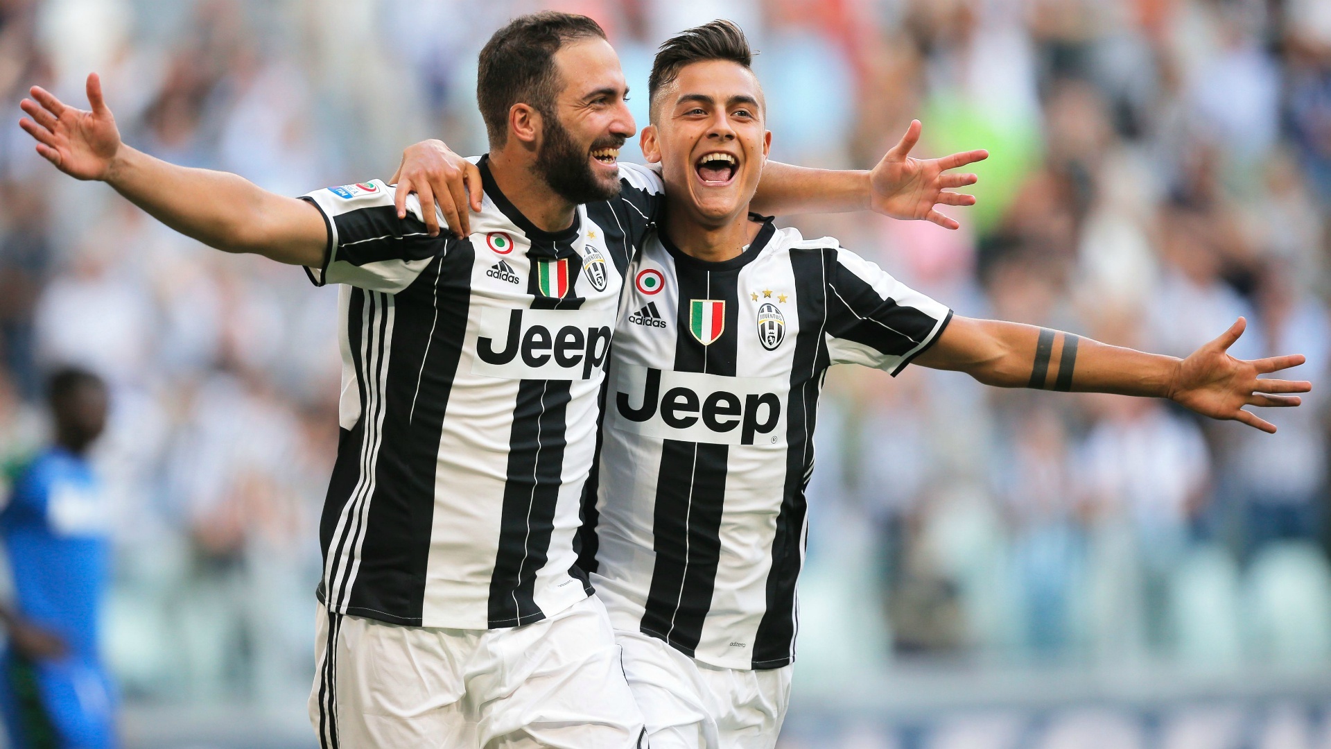 Dybala: The celebration, Goal, Gonzalo Higuain, Juventus, Serie A, Forwards. 1920x1080 Full HD Background.