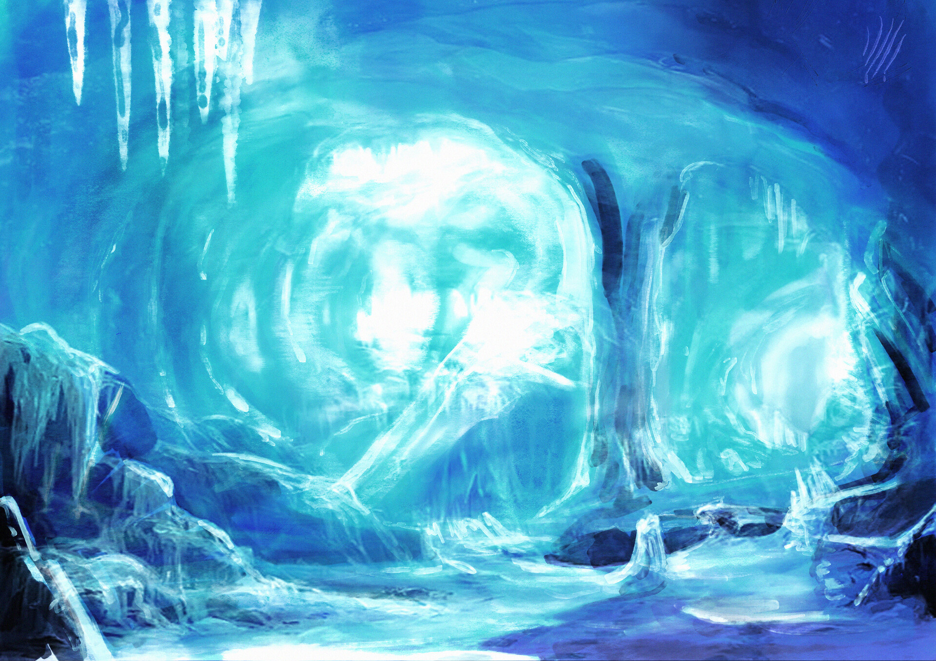Ice Cave, Icy artwork, Ice cave in progress, Frozen creative process, 1920x1360 HD Desktop