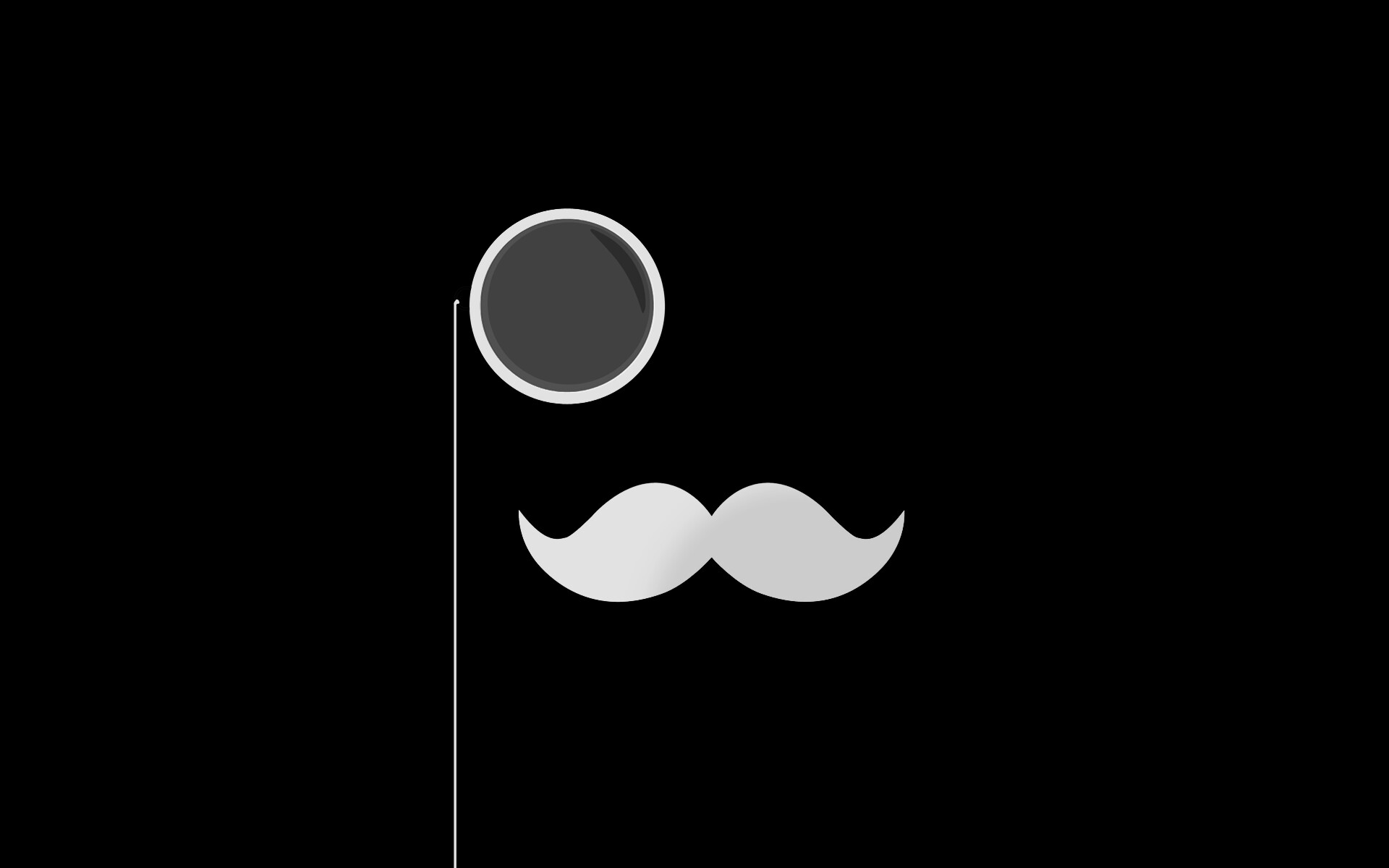 Gentleman: Monocle and mustache, Old fashioned accessories, Vintage look, Black and white. 1920x1200 HD Background.