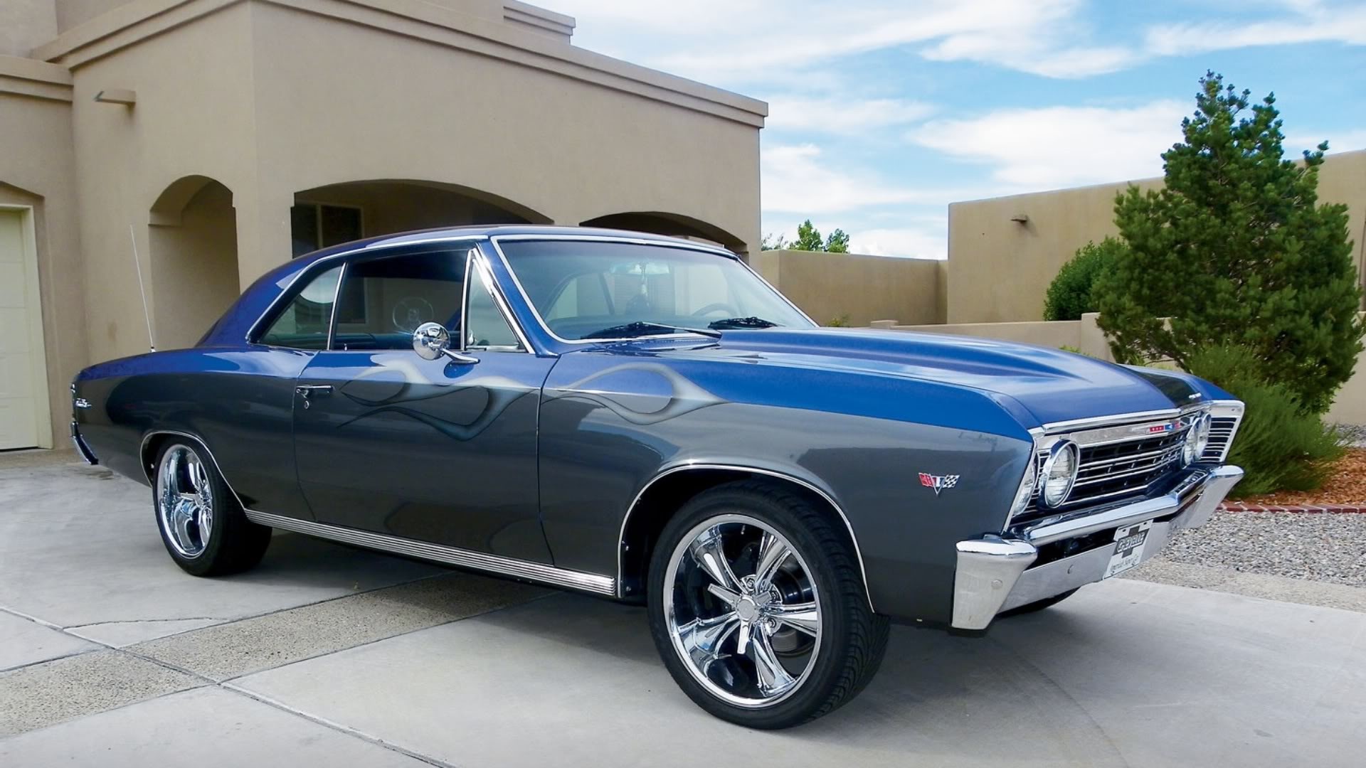 1967 Chevrolet Chevelle, Blue flames, Muscle styling, Performance vehicle, Collector's choice, 1920x1080 Full HD Desktop