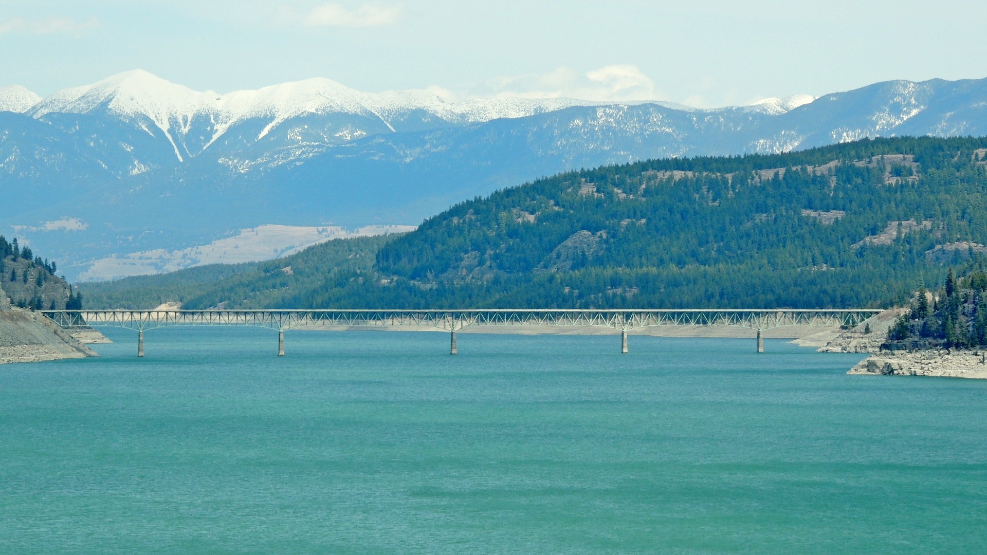 Lake Koocanusa, Bridge in Eureka, Montana, Truss bridges, 1920x1080 Full HD Desktop